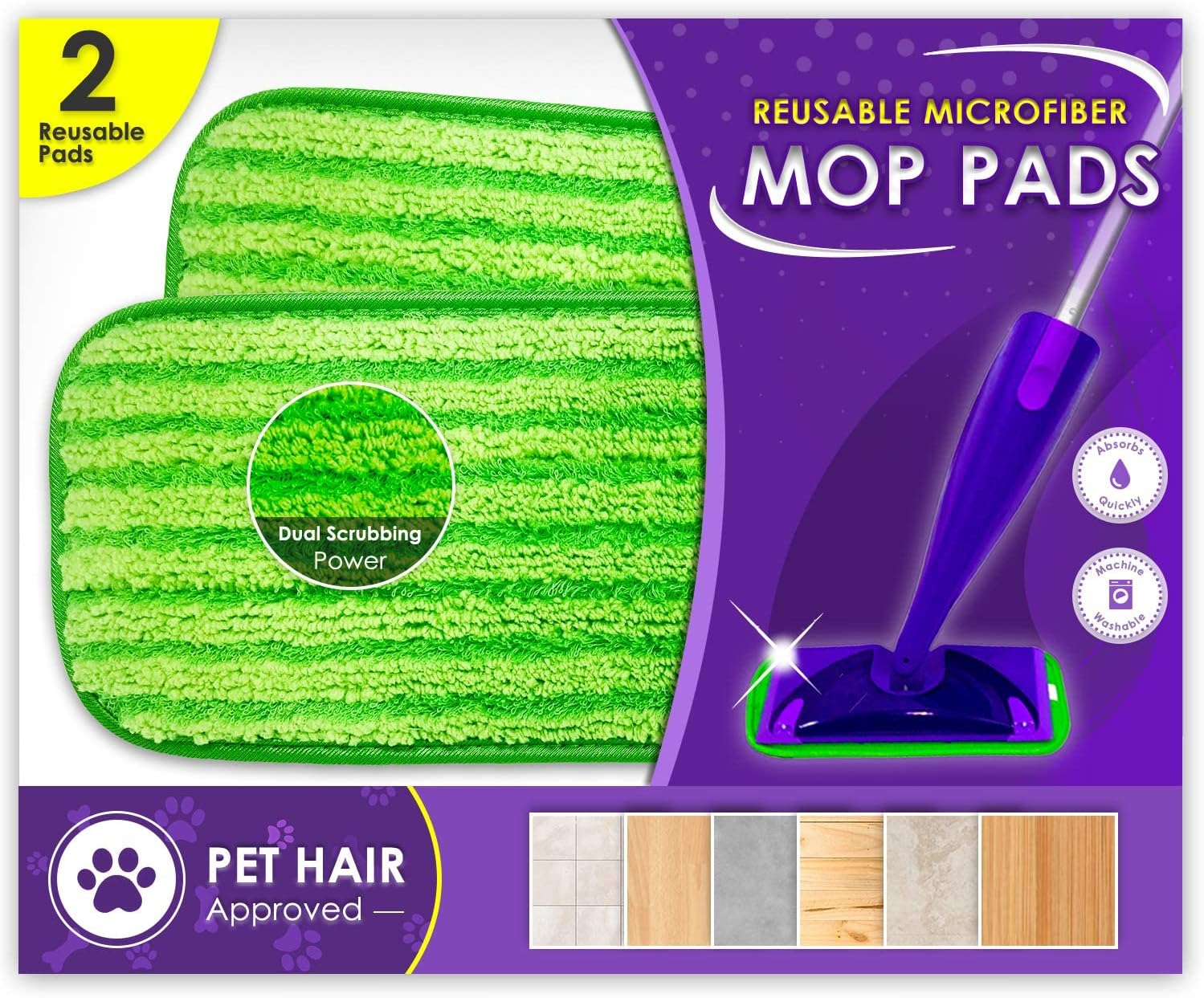 Reusable Swiffer Mop Pads Microfiber 2-Pack