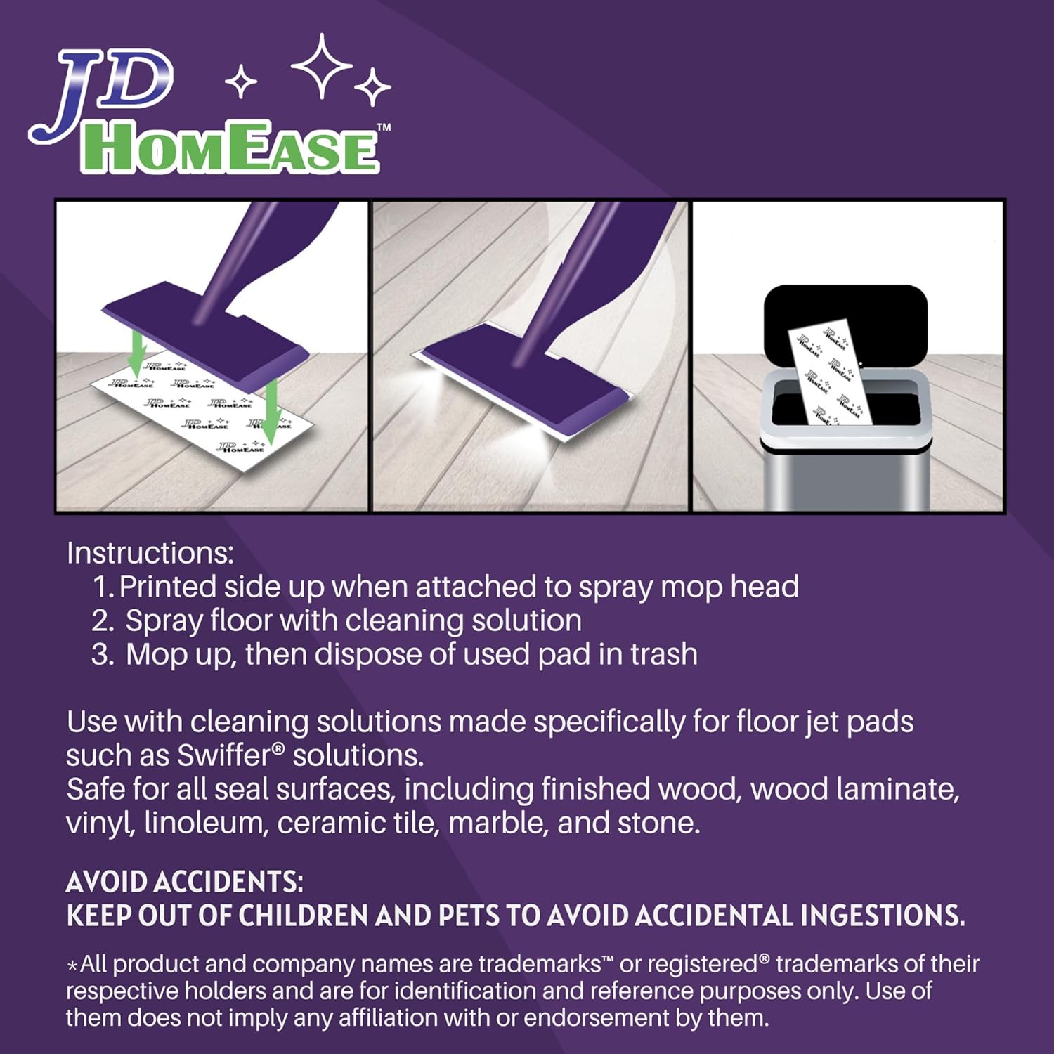Durable Effective Floor MopPad with Microfiber for Swiffer WetJet 48-Count