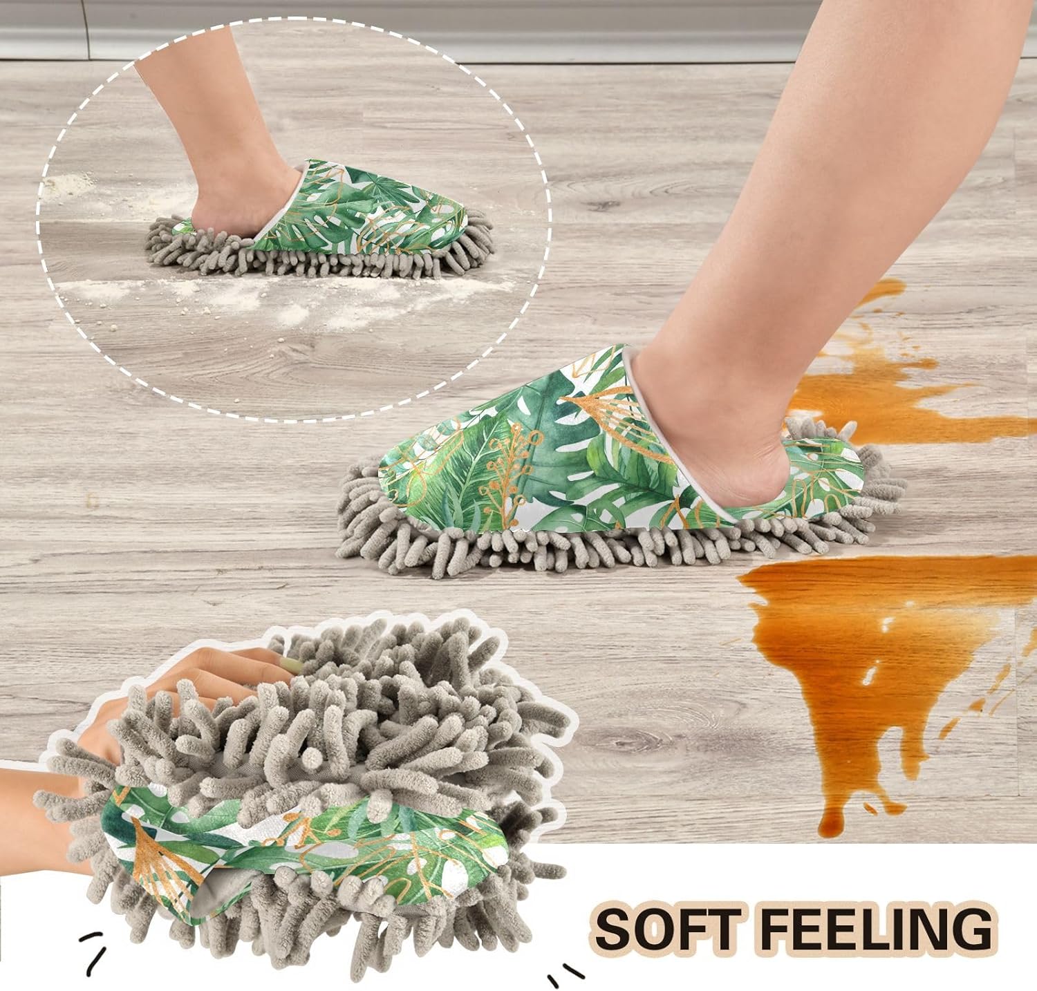 Sinestour Mopping Slippers with Microfiber Pads