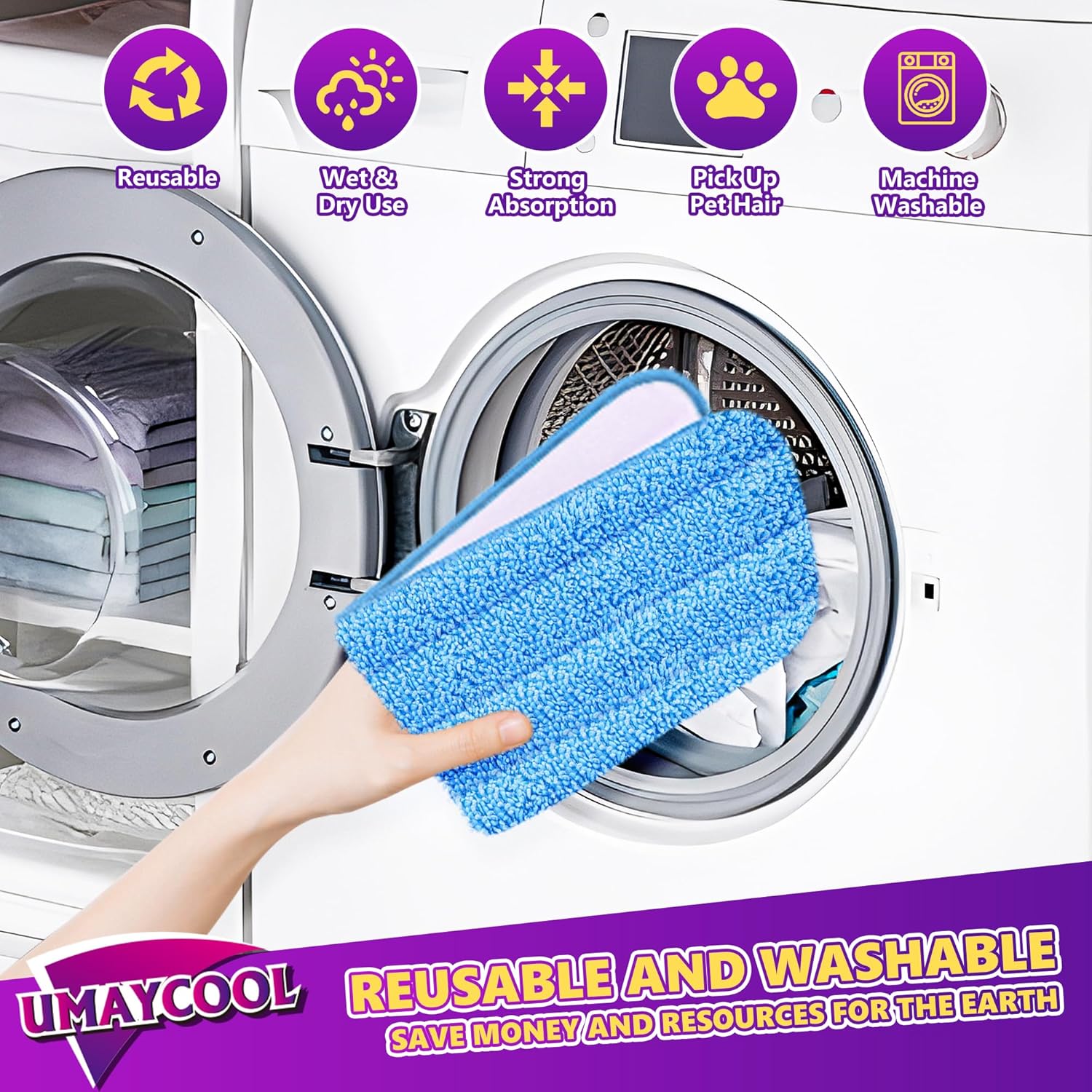 Reusable Microfiber Mop Pads for Swiffer Wet Jet Dry Use