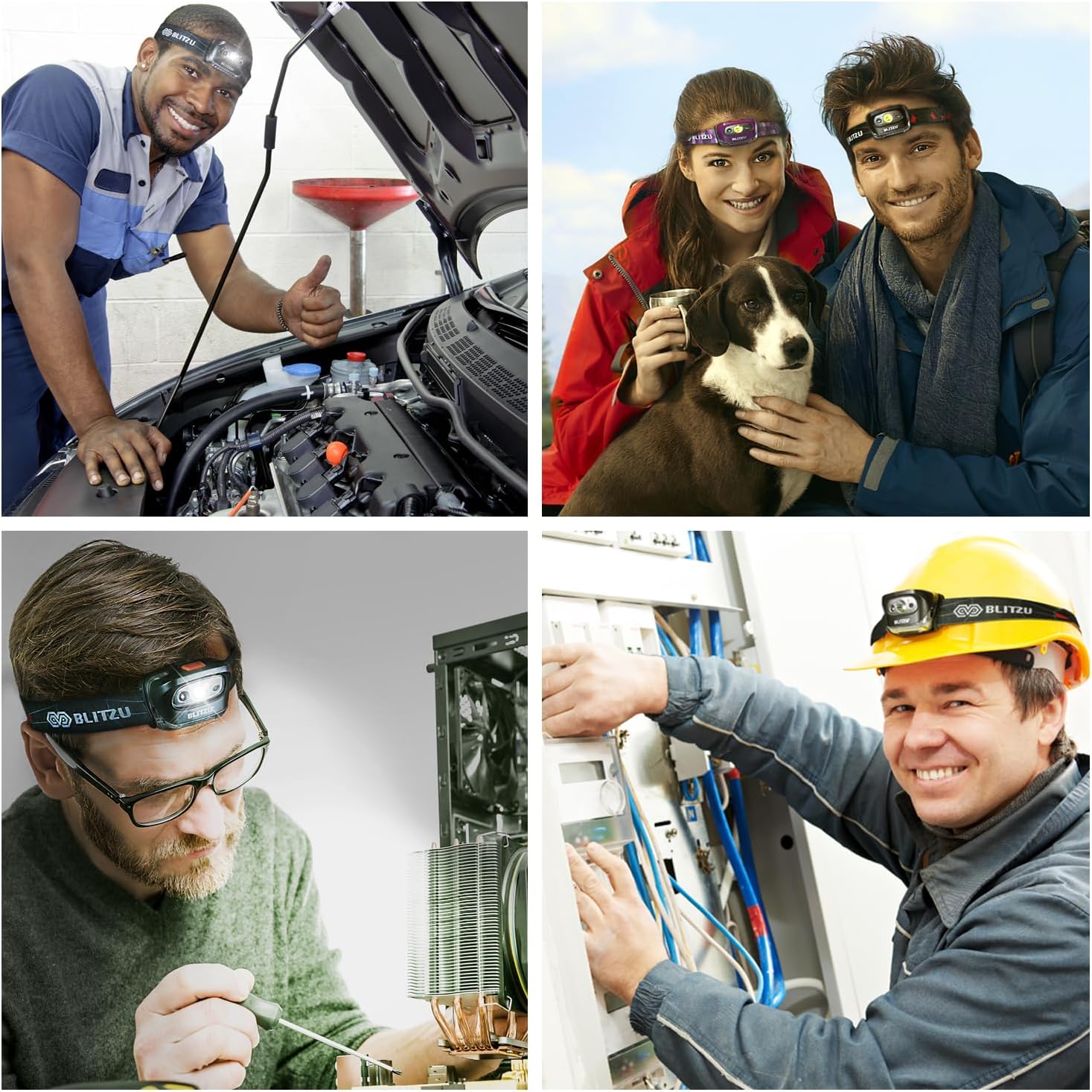 BlitzU Hands-Free Headlamp Adjustable 165 Lumen