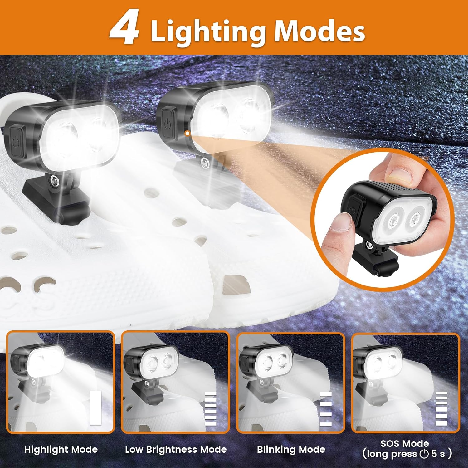Bright Durable LED Lights for Crocs Shoes - Eco-Friendly camping