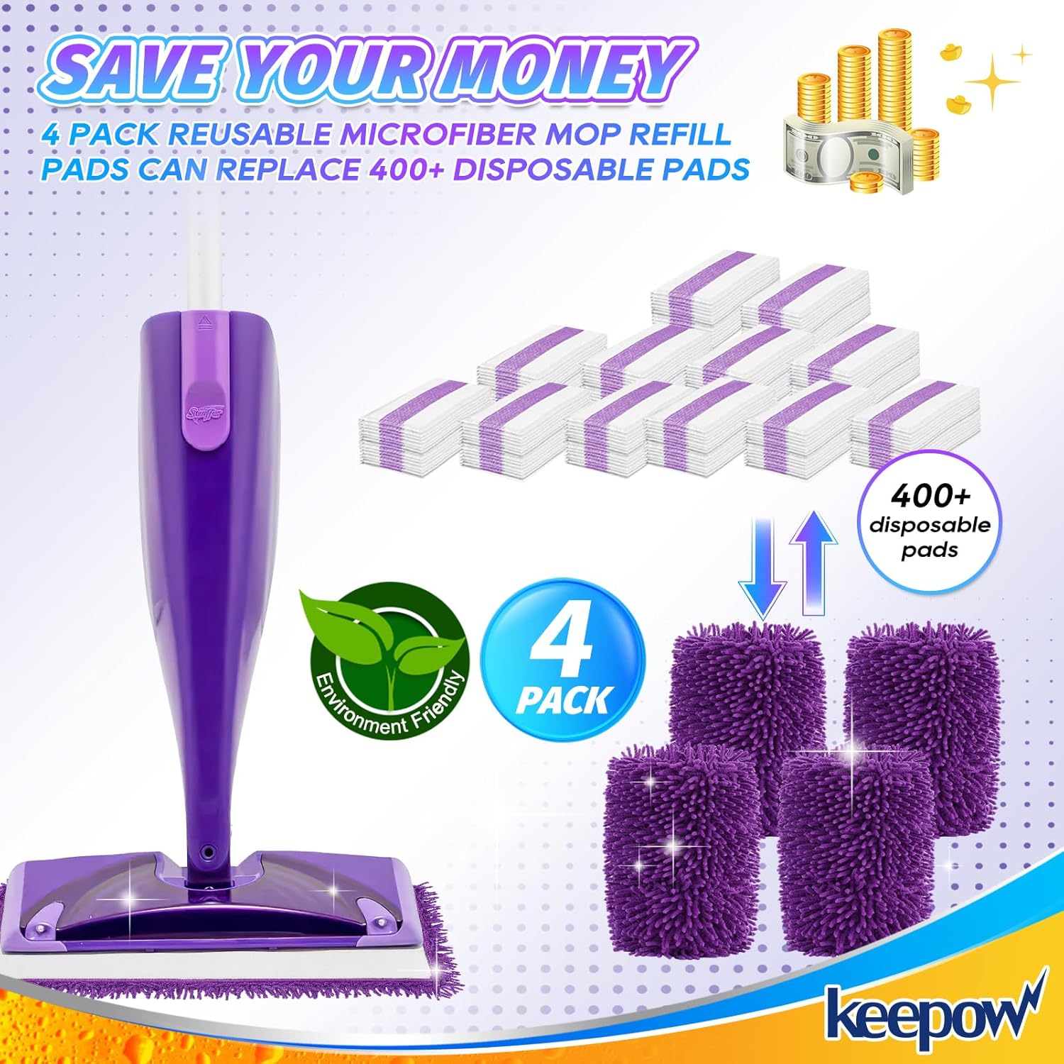 Premium Microfiber Mop Pads - Compatible with Swiffer WetJet for Reusable Cleaning