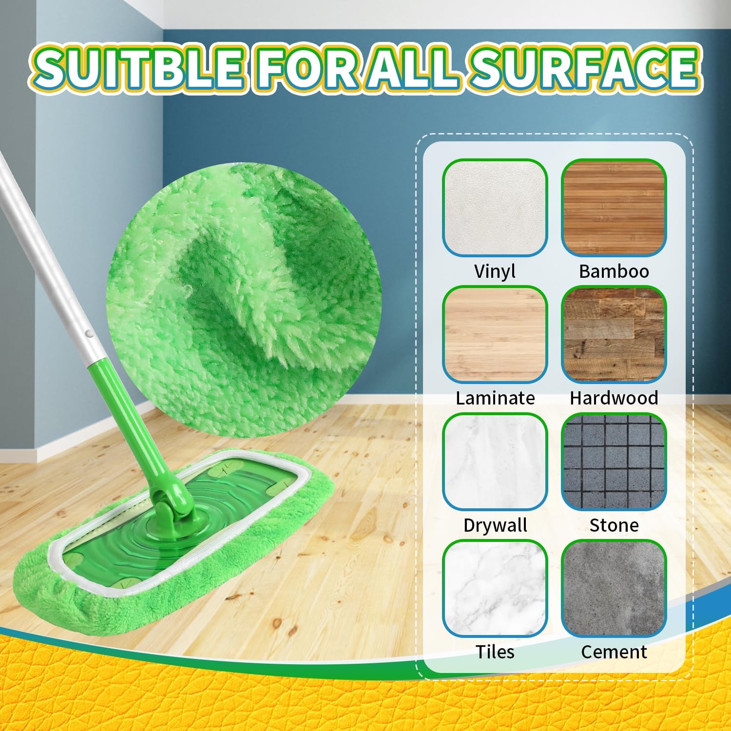 Reusable 100 Chenille Mop Pads for Swiffer Sweeper Washable 5-Pack