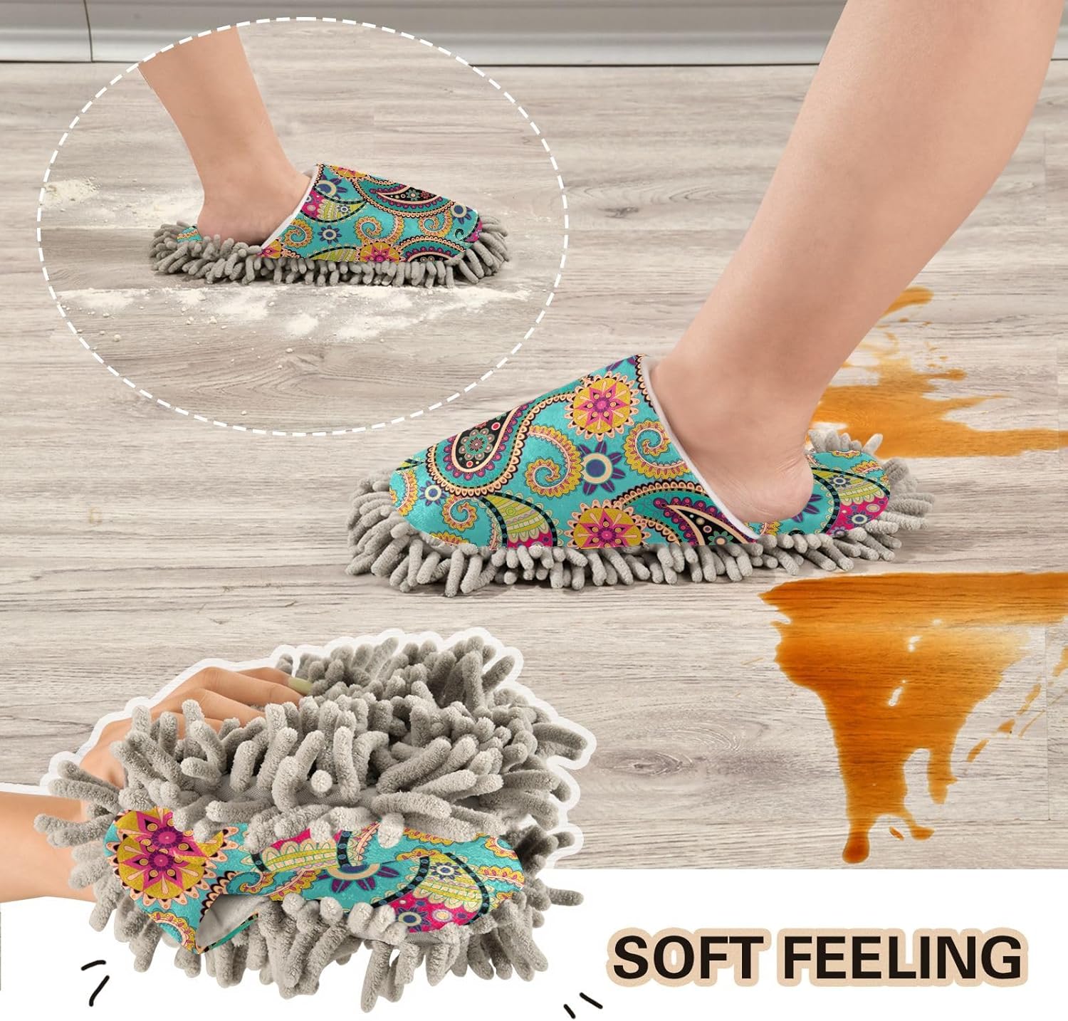 Kigai Microfiber Slippers with Interesting Pattern for Cleaning Size M