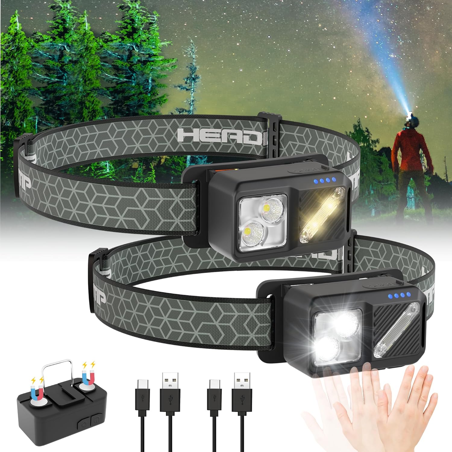 2500 LUMEN RECHARGEABLE HEADLAMP WITH 7 MODES