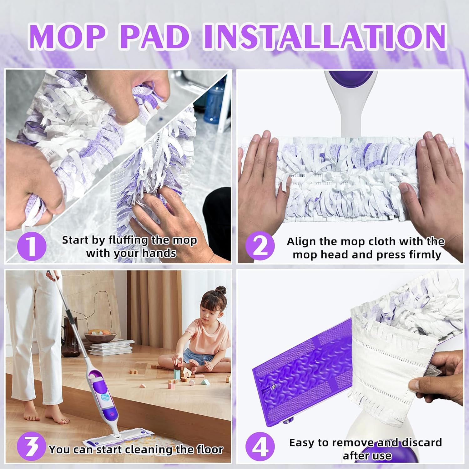 20-Count Disposable Mop Pads for Swiffer Power Mop Multi-Surface Cleaning
