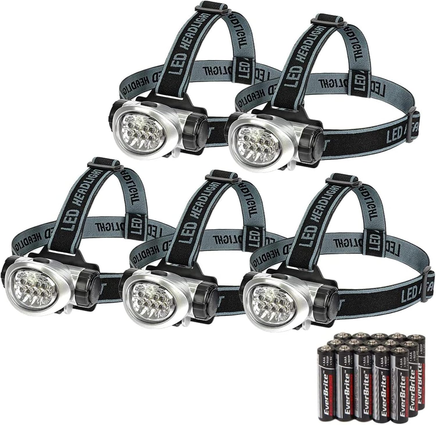 EverBrite 5-Pack LED Headlamps with 4 Modes
