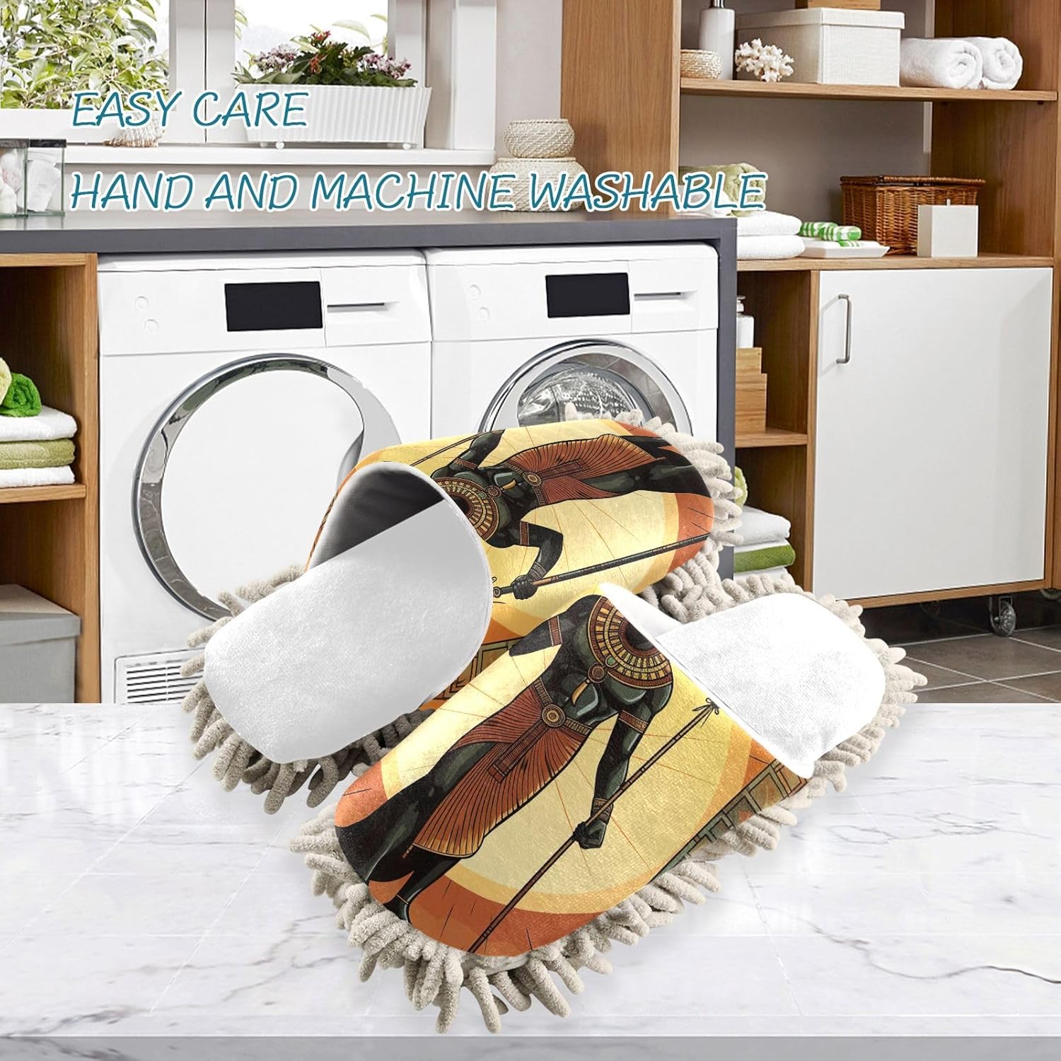 Cozy White Anubis Mop Slippers for Easy Cleaning at Home