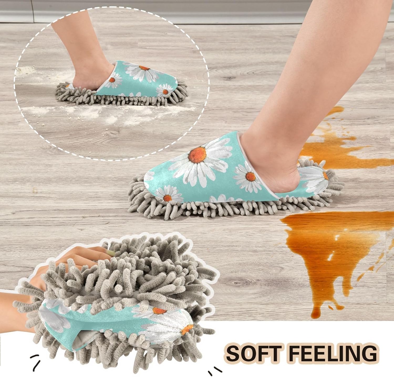 Kigai Microfiber Slippers with Chamomiles Pattern