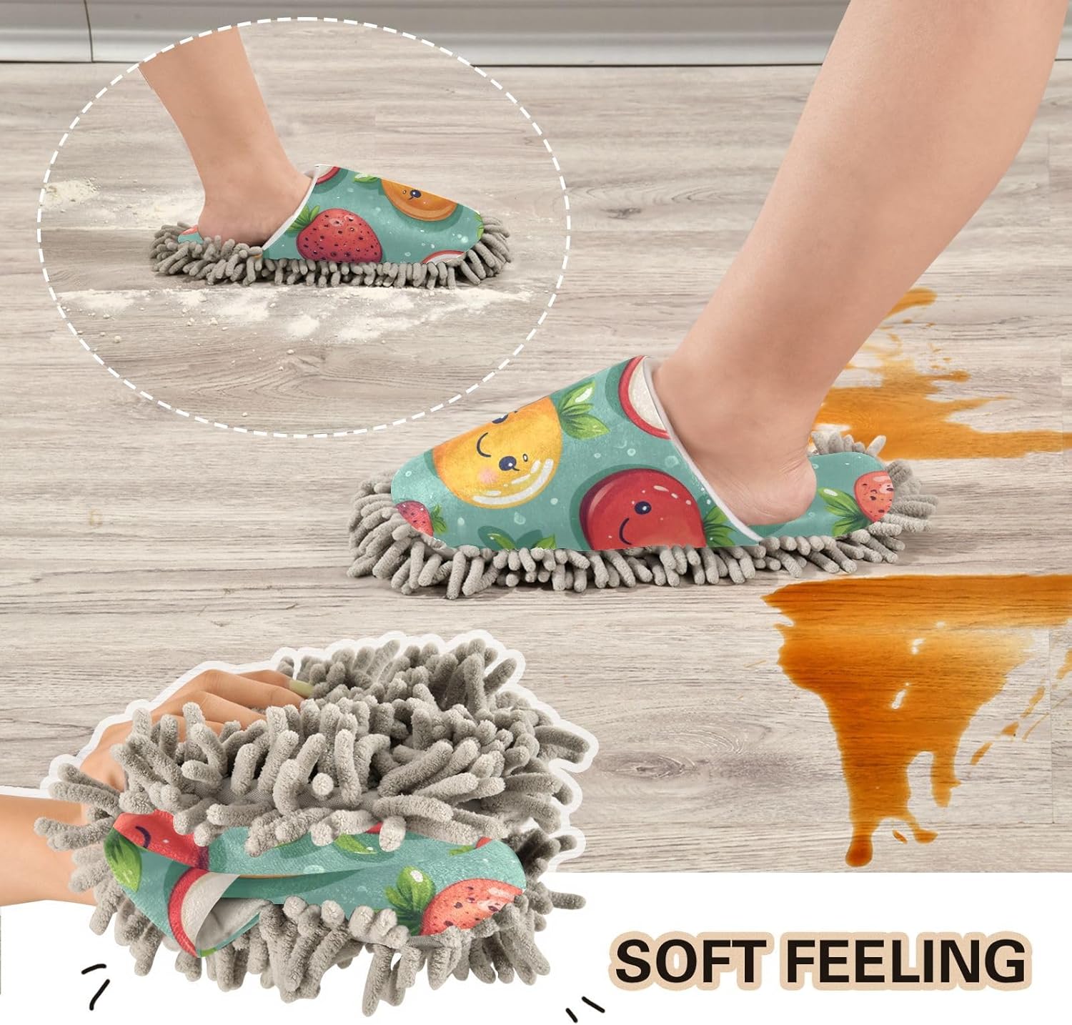 Adorable Fruits Microfiber Slippers for Mopping