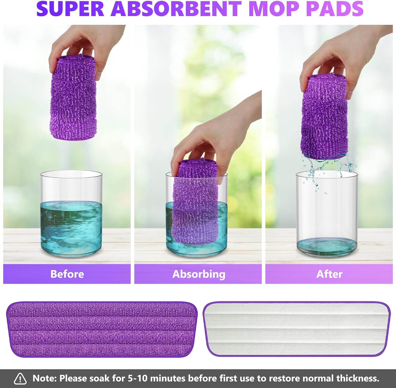 ILAVCOOL 6 Pack Reusable Microfiber Mop Pads for Swiffer PowerMop