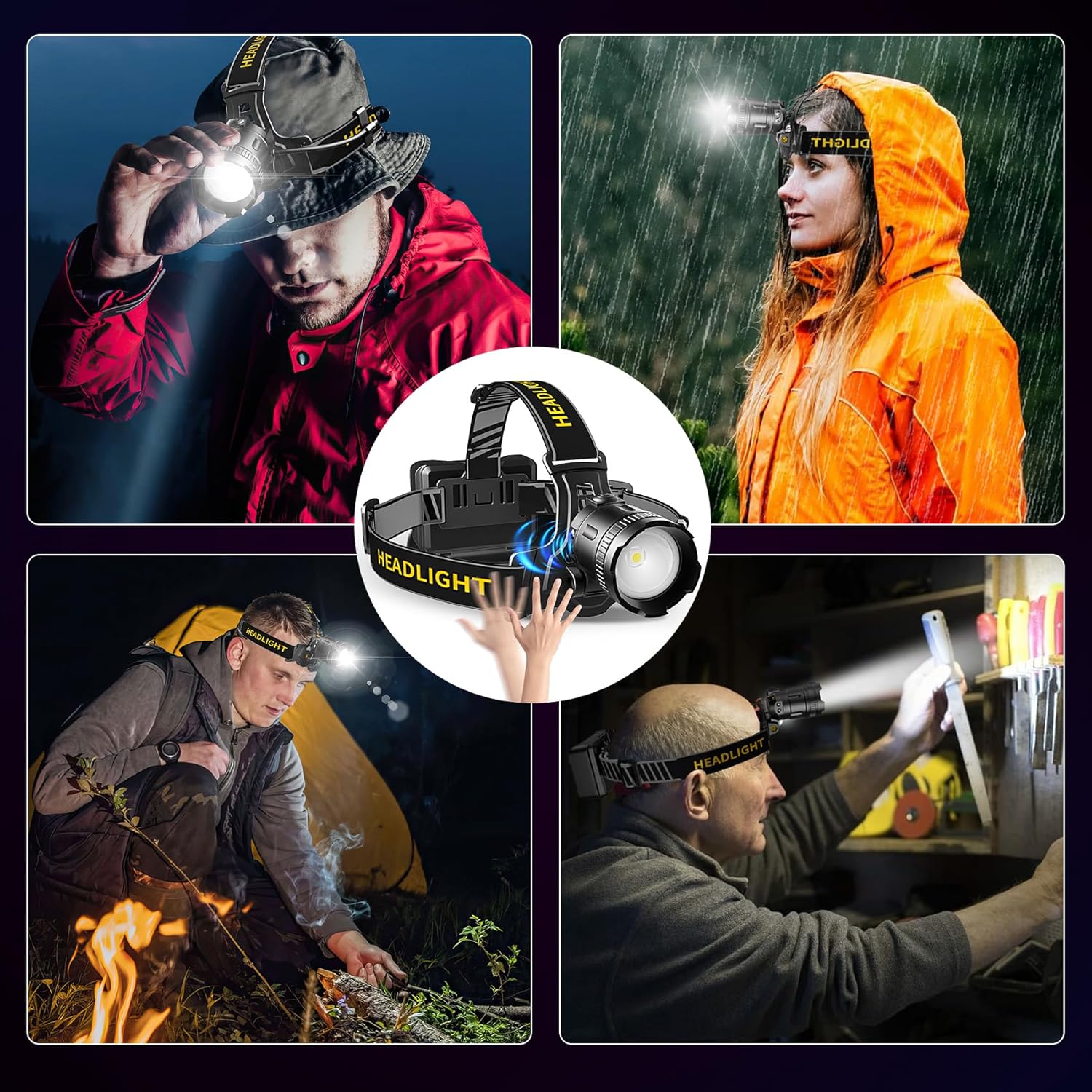 100000 Lumens Spotlight Headlamp for Camping Hunting and Travel