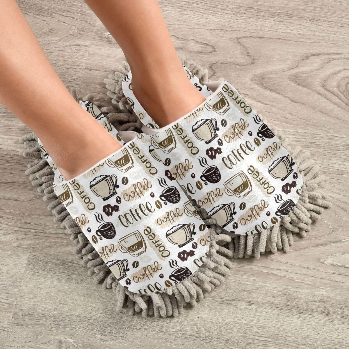 AAA-Rated Coffee Mop House Slippers for Hard Floors
