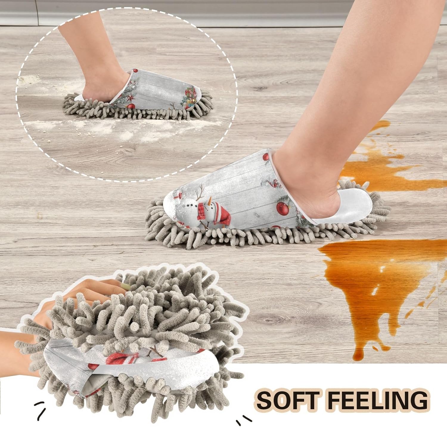White Christmas Slippers for Efficient Cleaning