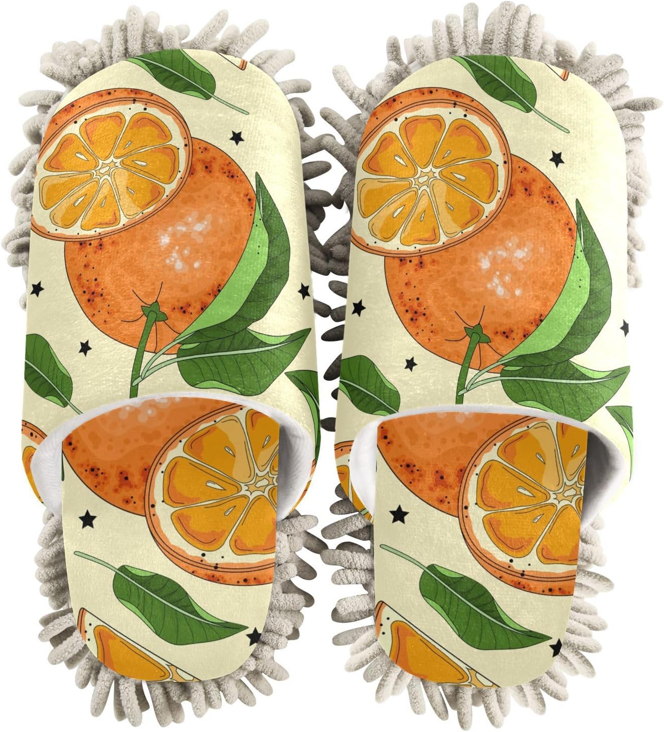 Efficient Orange Slices Mop Slippers for Easy Cleaning