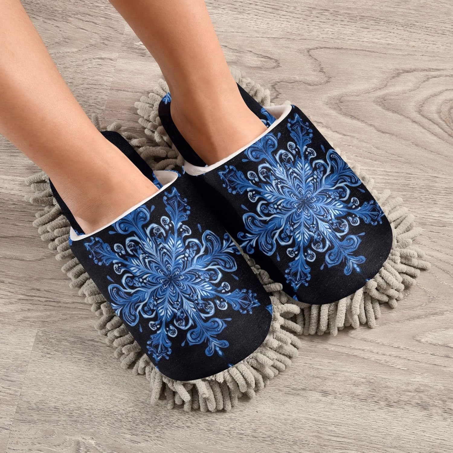 FLildon Microfiber Cleaning Slippers Dustedpressions Navy Blue Washable Mop Slipper for MenWomen