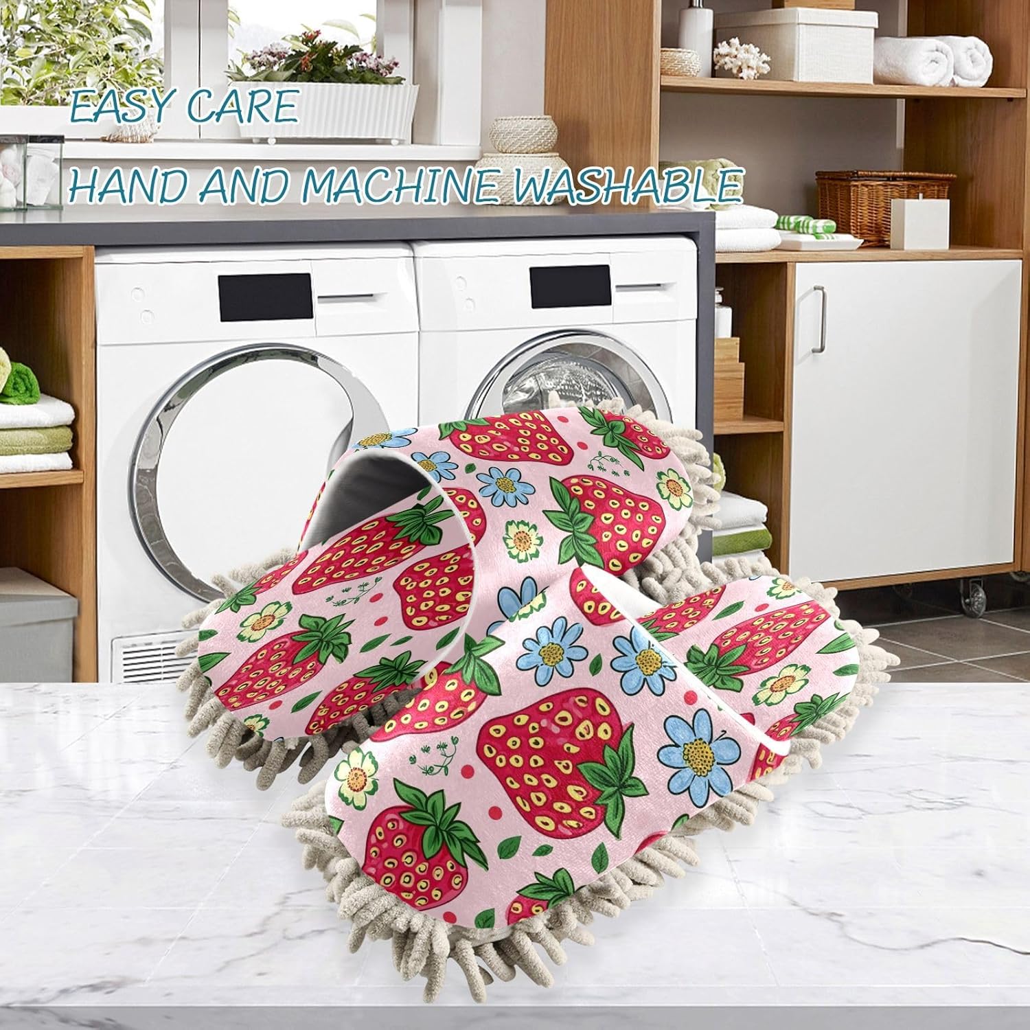 Cartoon Strawberry Mop Slippers