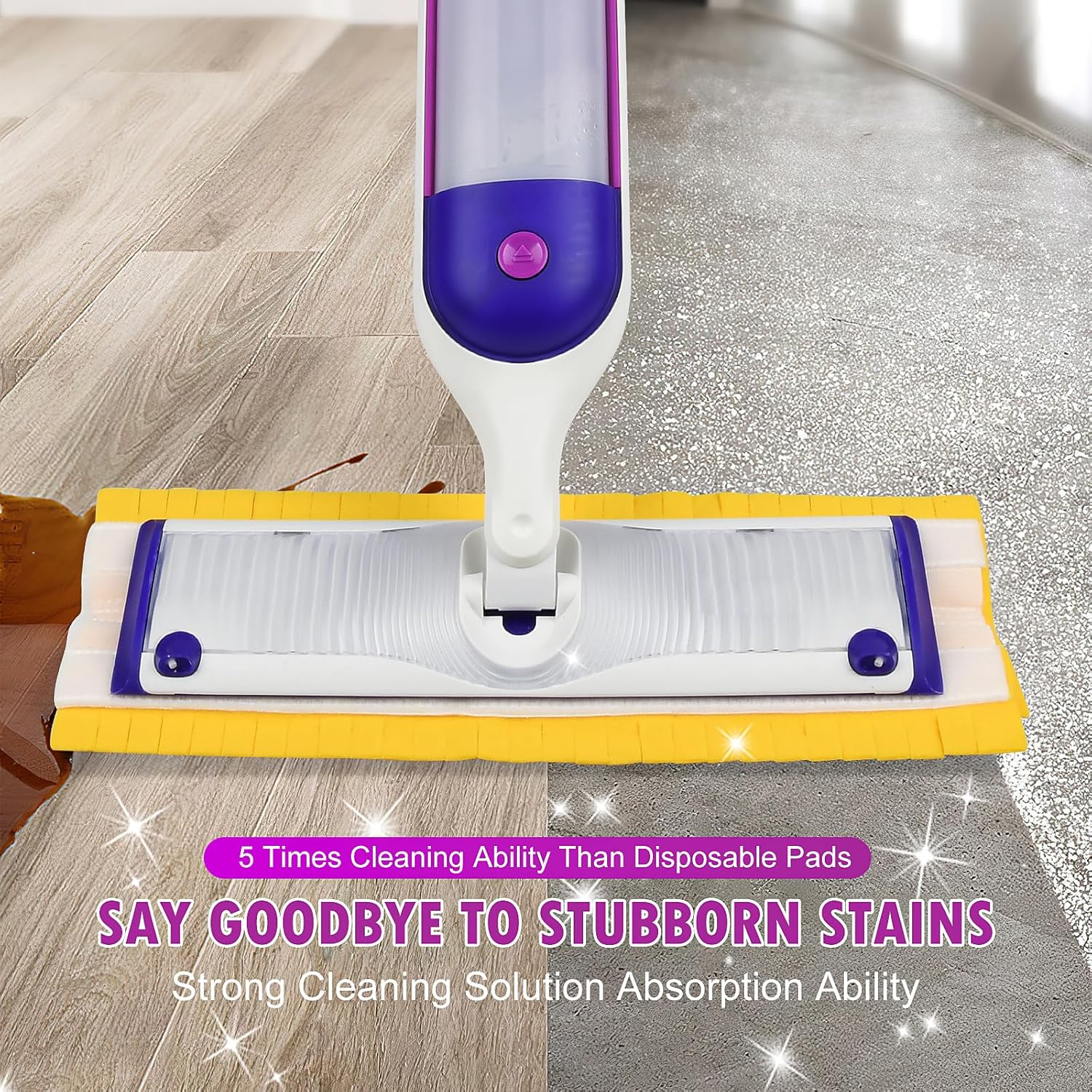 4 Pack Mop Refill Pads 2 Yellow 2 Purple