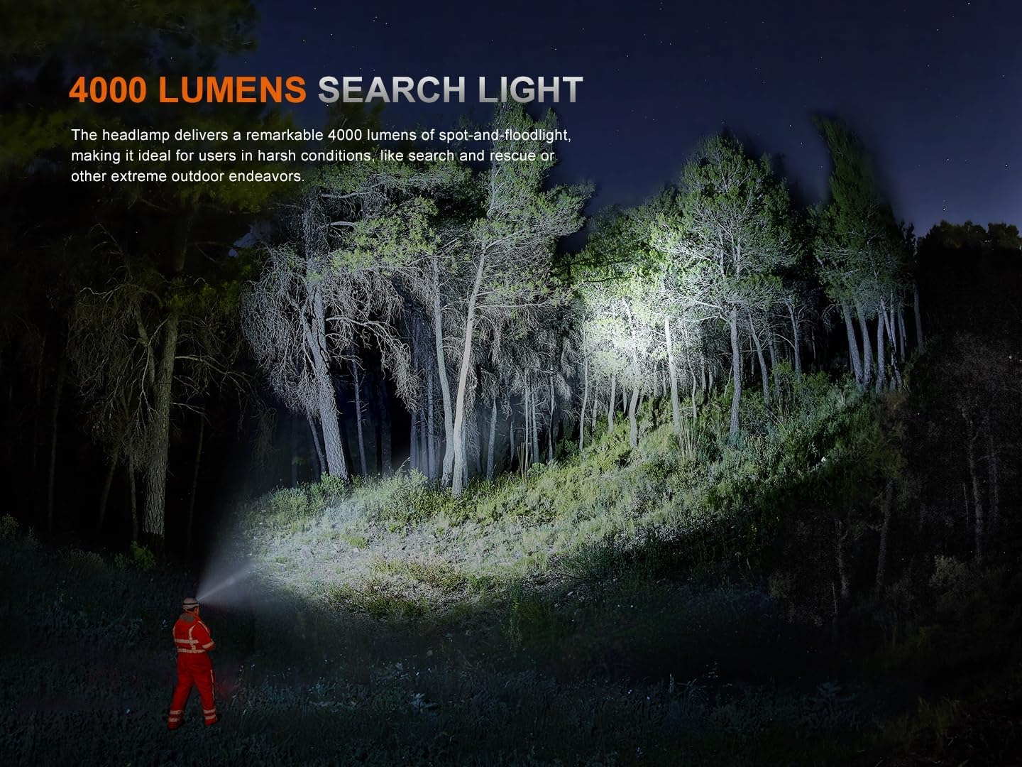 Fenix HP35R SAR Headlamp - Spotlight Floodlight and Flame Retardant with 4000 Lumens