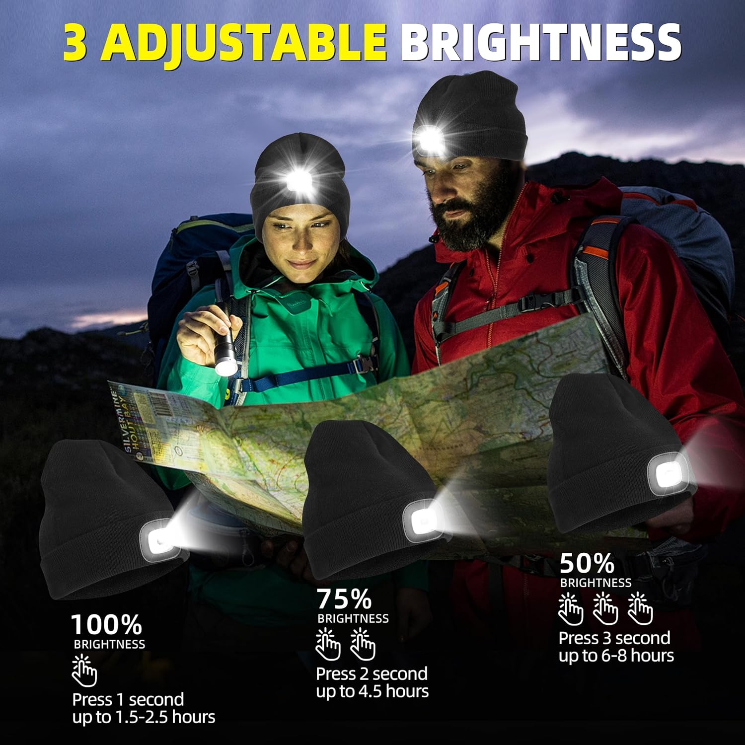 YMHB Rechargeable LED Beanie Hat for Men Dad Christmas Gift