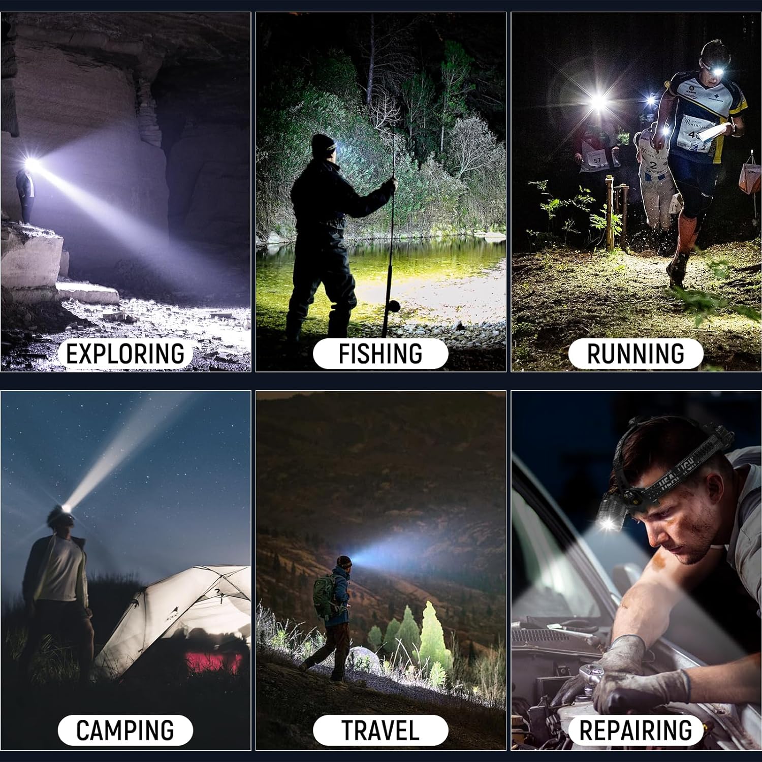 Vinderfine Headlamp Bright Adjustable Waterproof Reliable