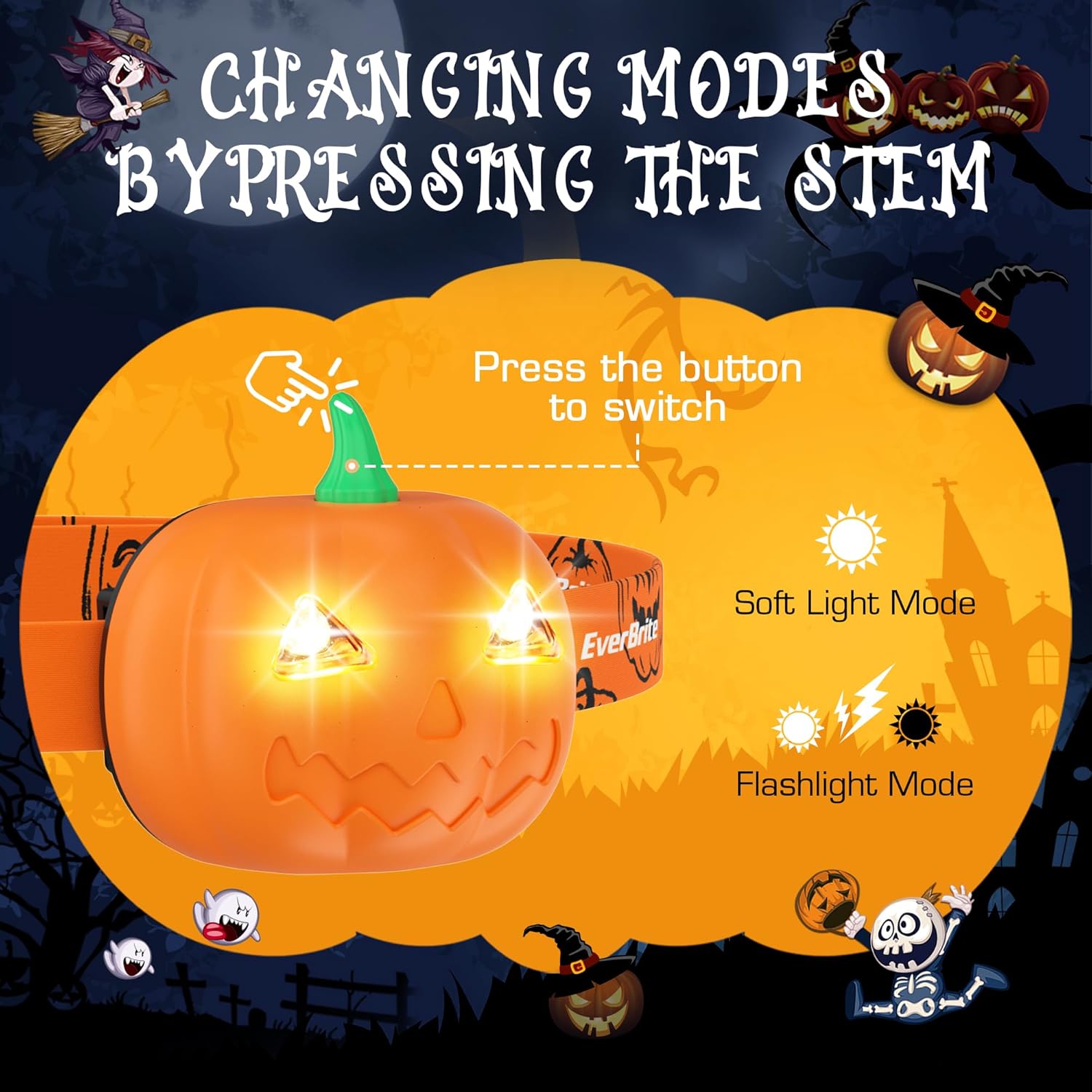 Halloween EverBrite Pumpkins Headlamps Set