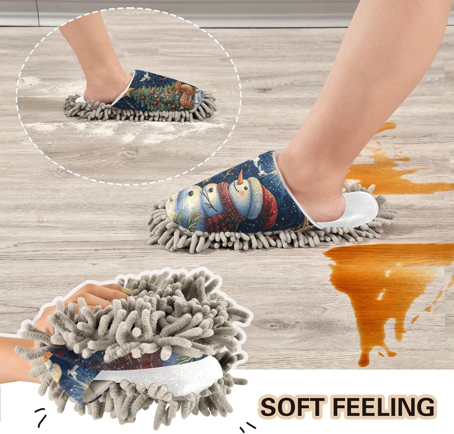Running Bear Snowman Mop Slippers