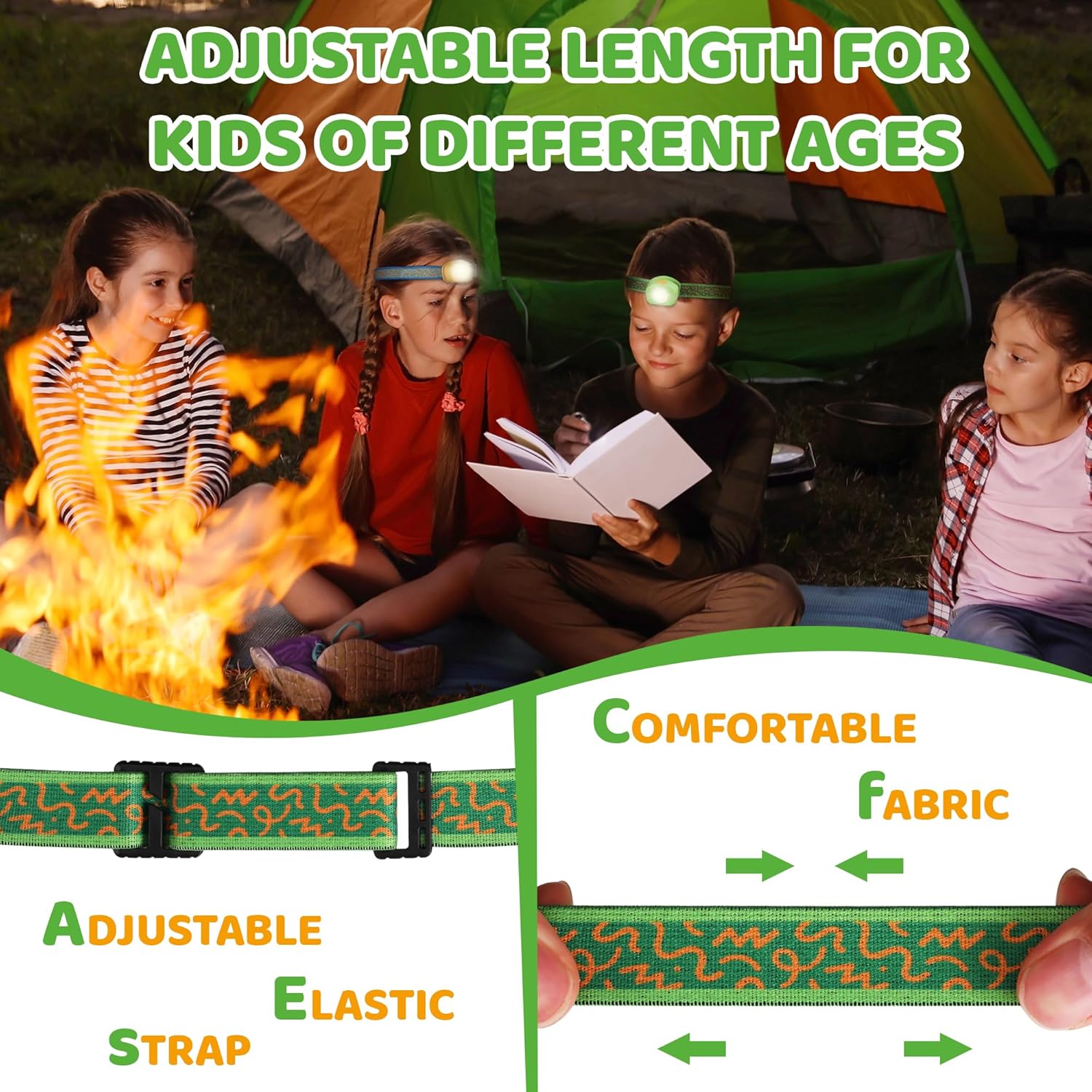 Bright Adjustable RGB Kids Headlamp for Camping More