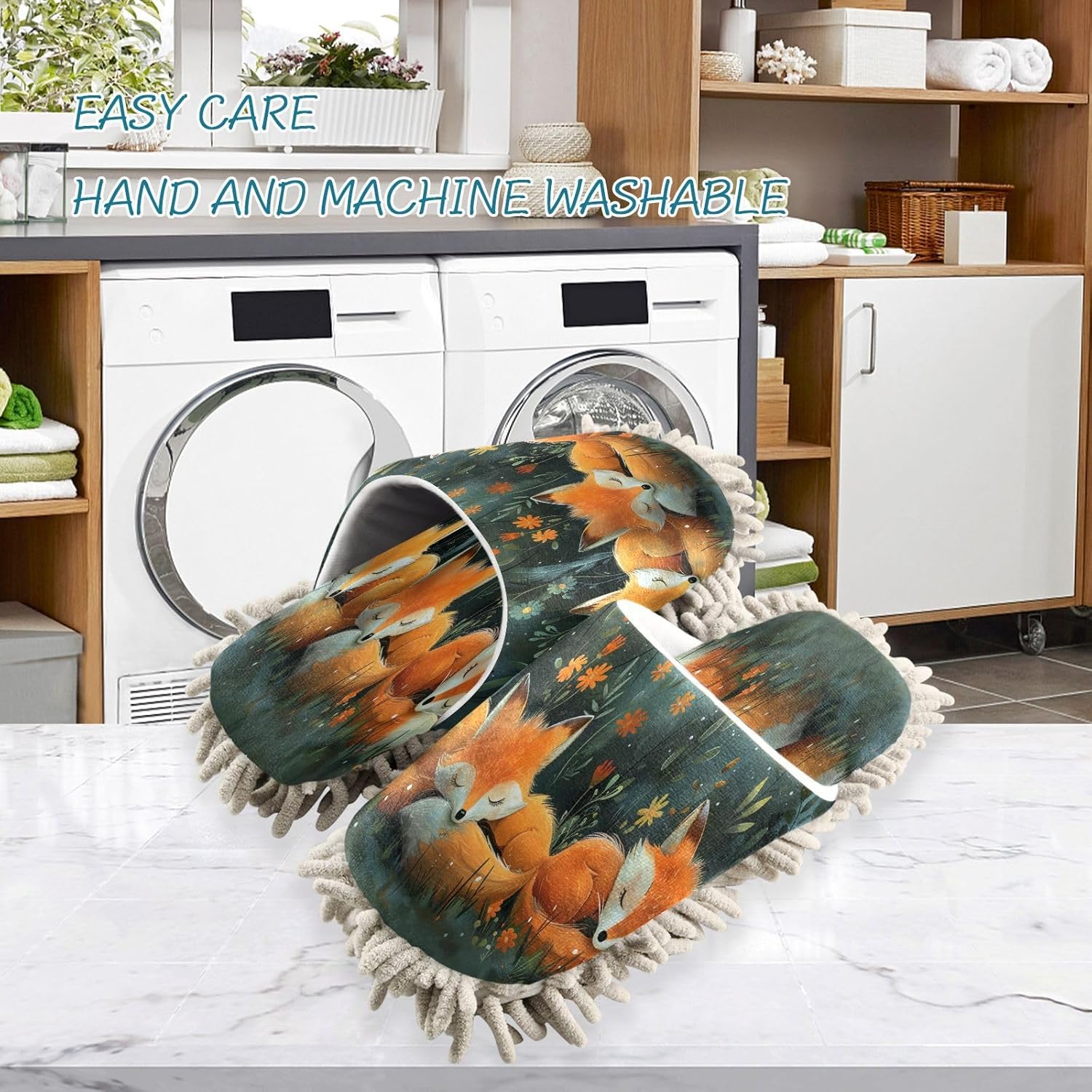 Cartoon Cute Fox Kitchen Cleaning Slippers