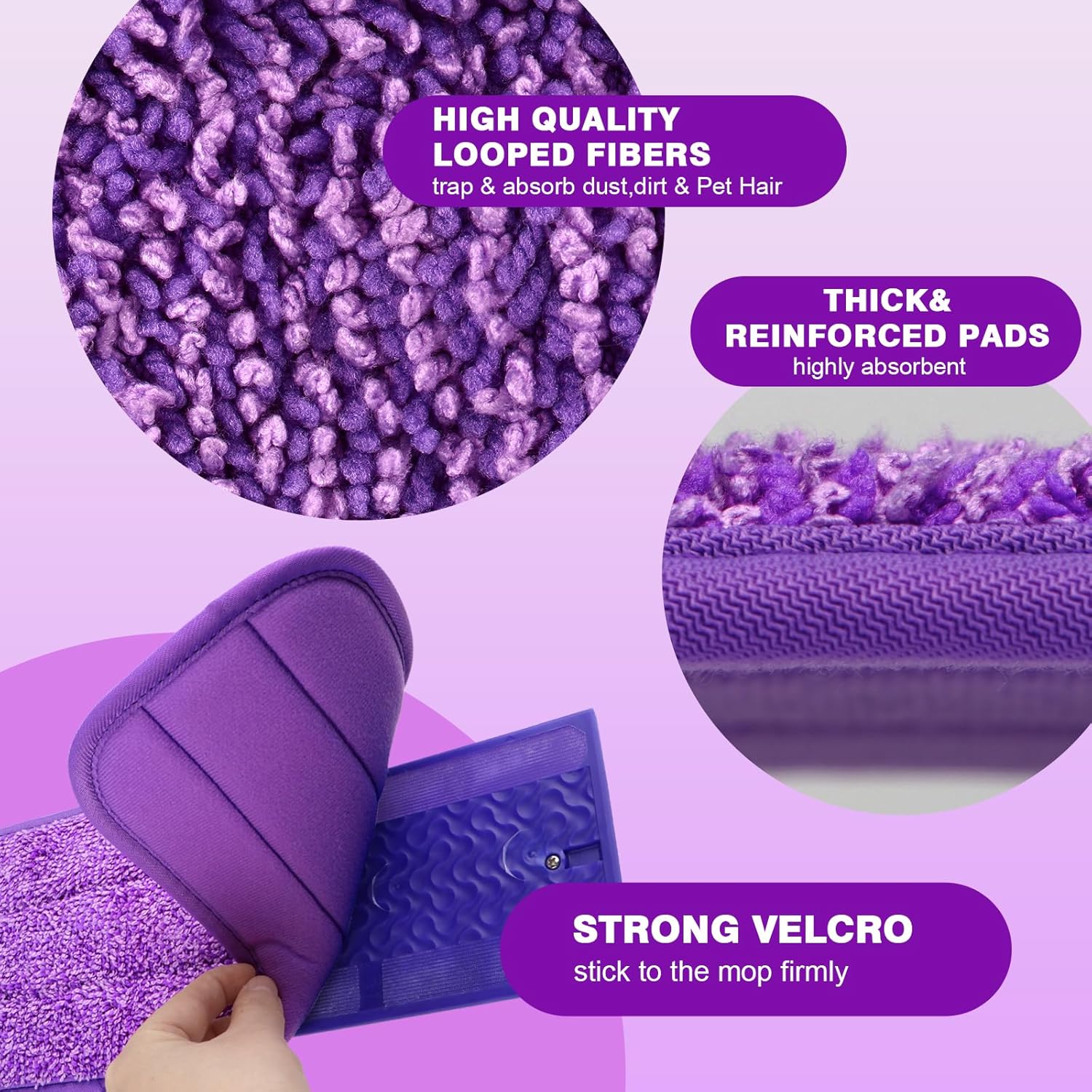 HOMEXCEL 8 Pack Reusable Microfiber Mop Pads for Swiffer PowerMop