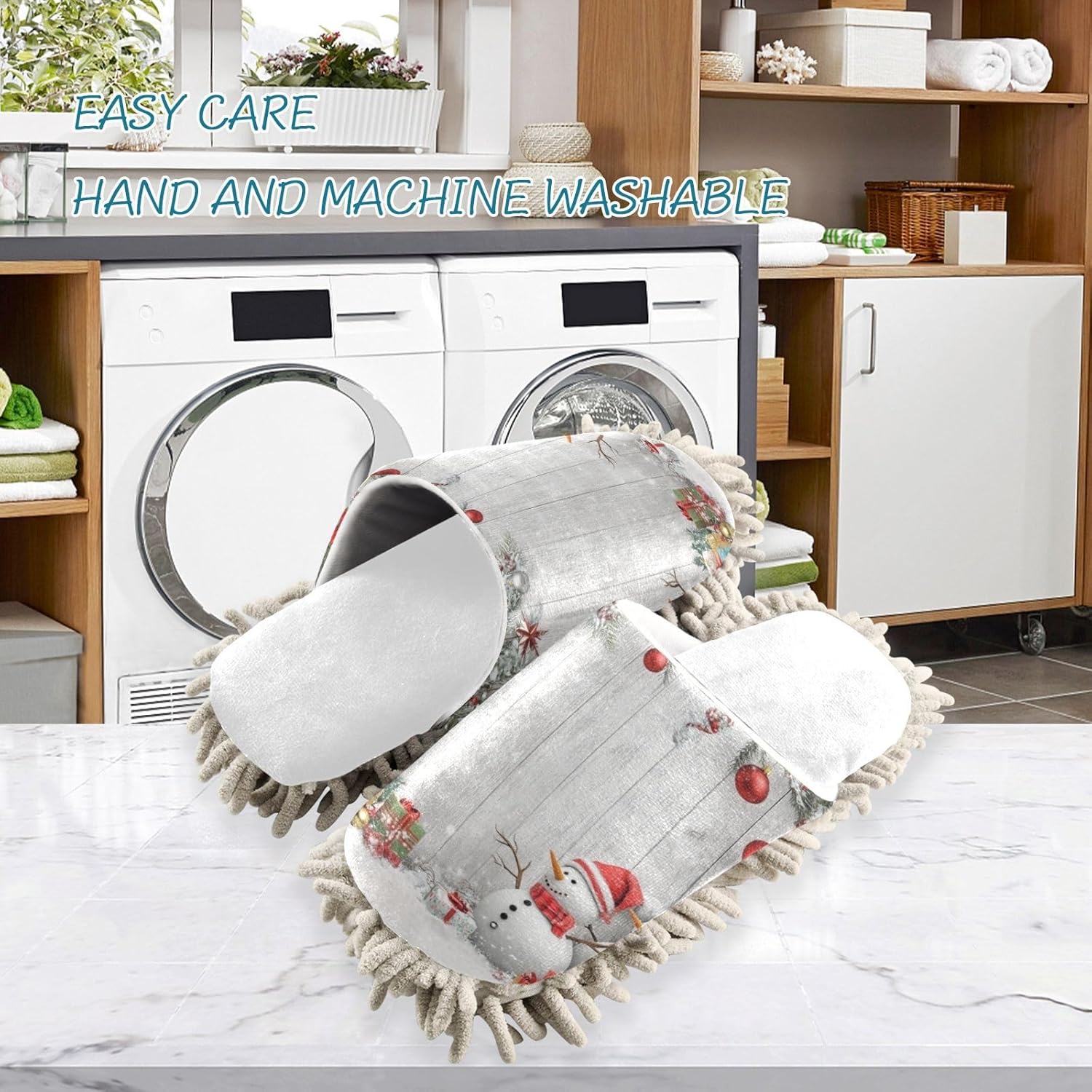 White Christmas Slippers for Efficient Cleaning