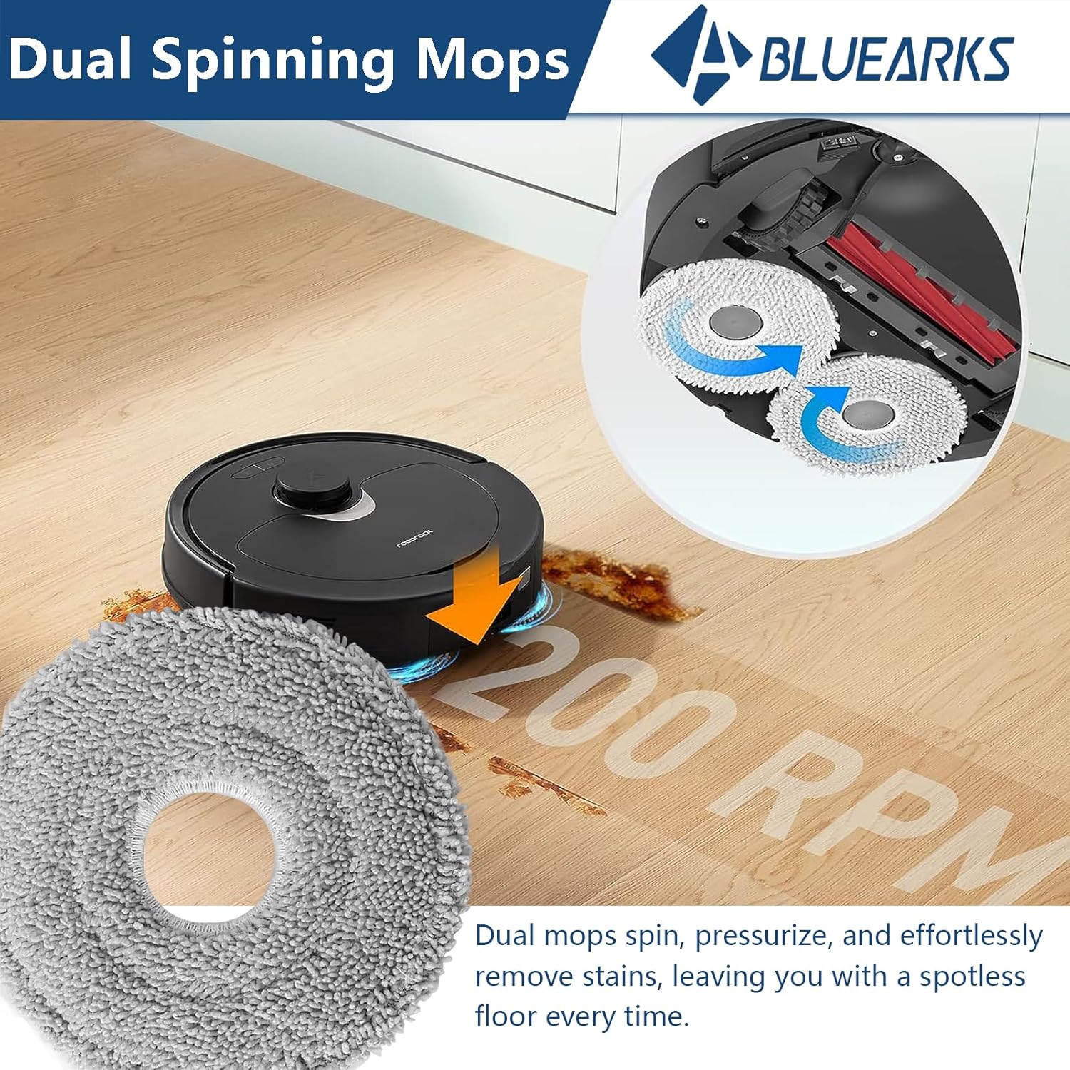 6Pcs Mop Pads Replacement for Robot Vacuum Layered Water Locking Design