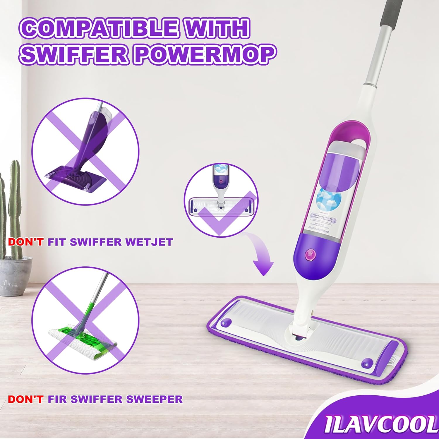 ILAVCOOL Reusable Mop Pads for Swiffer PowerMop 4-Pack
