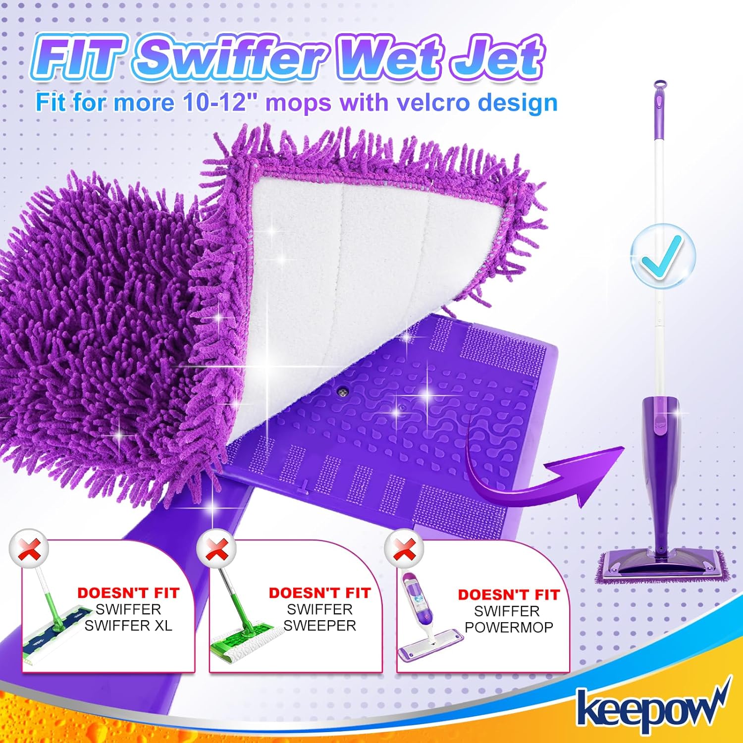 Premium Microfiber Mop Pads - Compatible with Swiffer WetJet for Reusable Cleaning