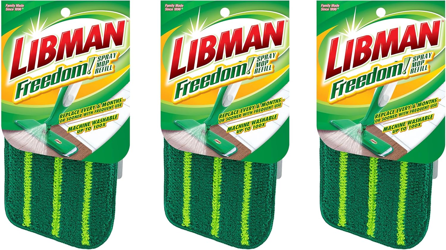 Libman Freedom Mop Refill 3-Piece Green Set