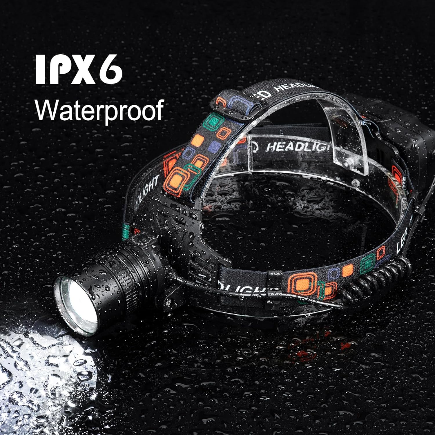 Bright Rechargeable Headlamp with 990000 Lumens 3 Modes 90 Adjustable and Water Resistant
