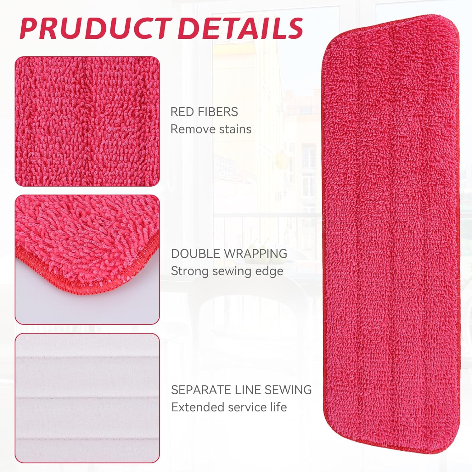 Reusable Microfiber Mop Pad for Rubbermaid Reveal Mops