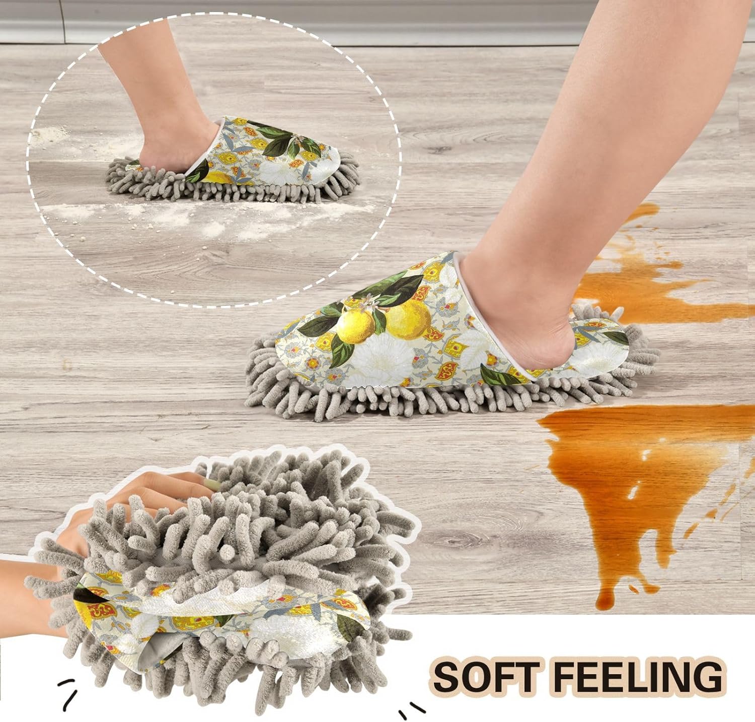 Kigai Microfiber Slippers with Lemon Flower Design