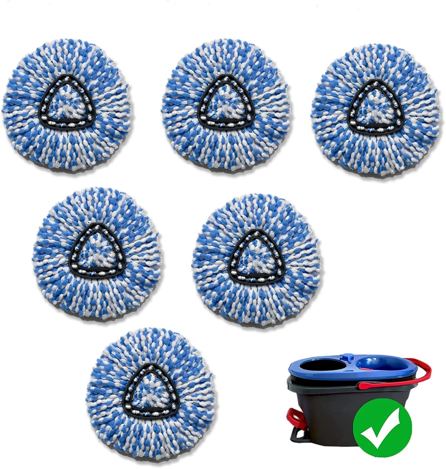 Set of 6 Spin Mop Heals Replacement Microfiber RinseClean 2 Tank