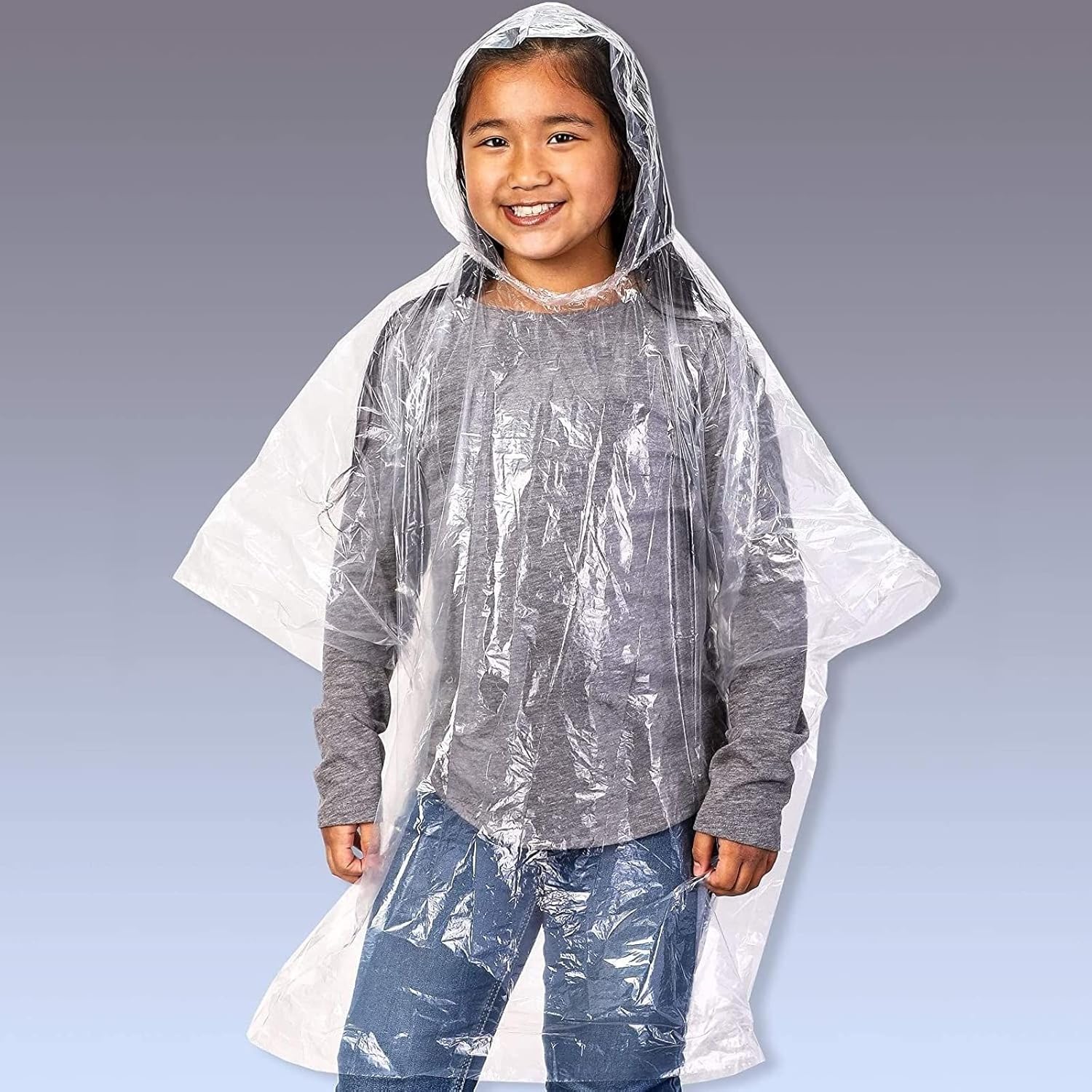 Juvale 10-Pack Disposable Rain Ponchos for Kids - Clear