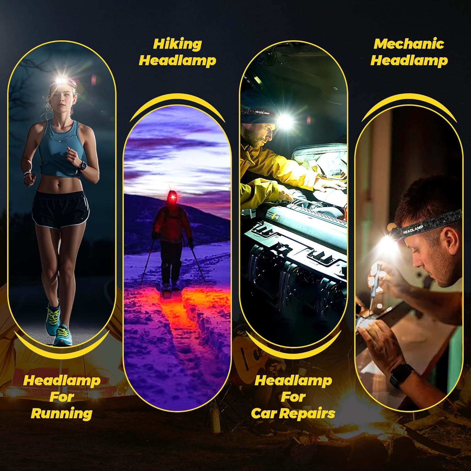 10-Piece Headlamp Set Waterproof Red Blue