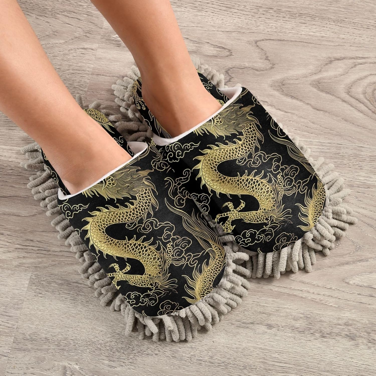 Zhirexin Yellow Dragons Kitchen Cleaning Slippers Soft Washable Durable for Home Cleaning