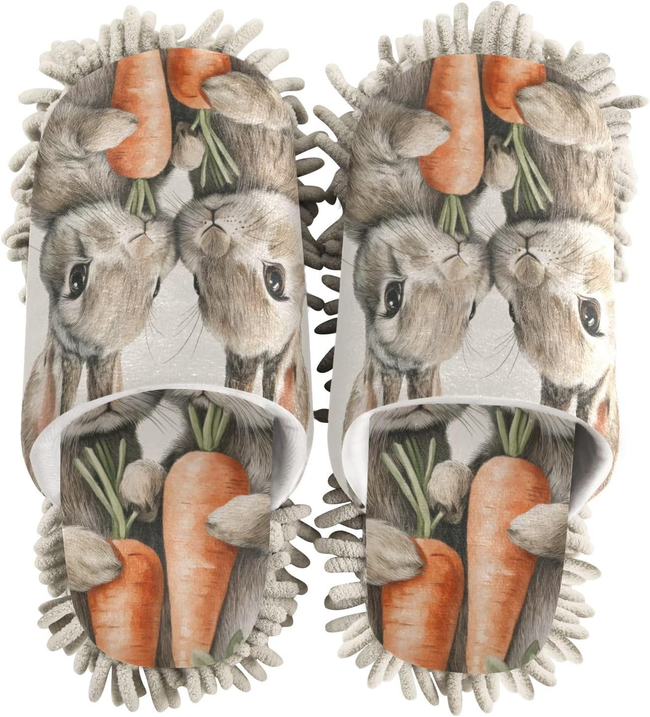 FLildon Microfiber Mop Slippers with Rabbit and Carrots Design