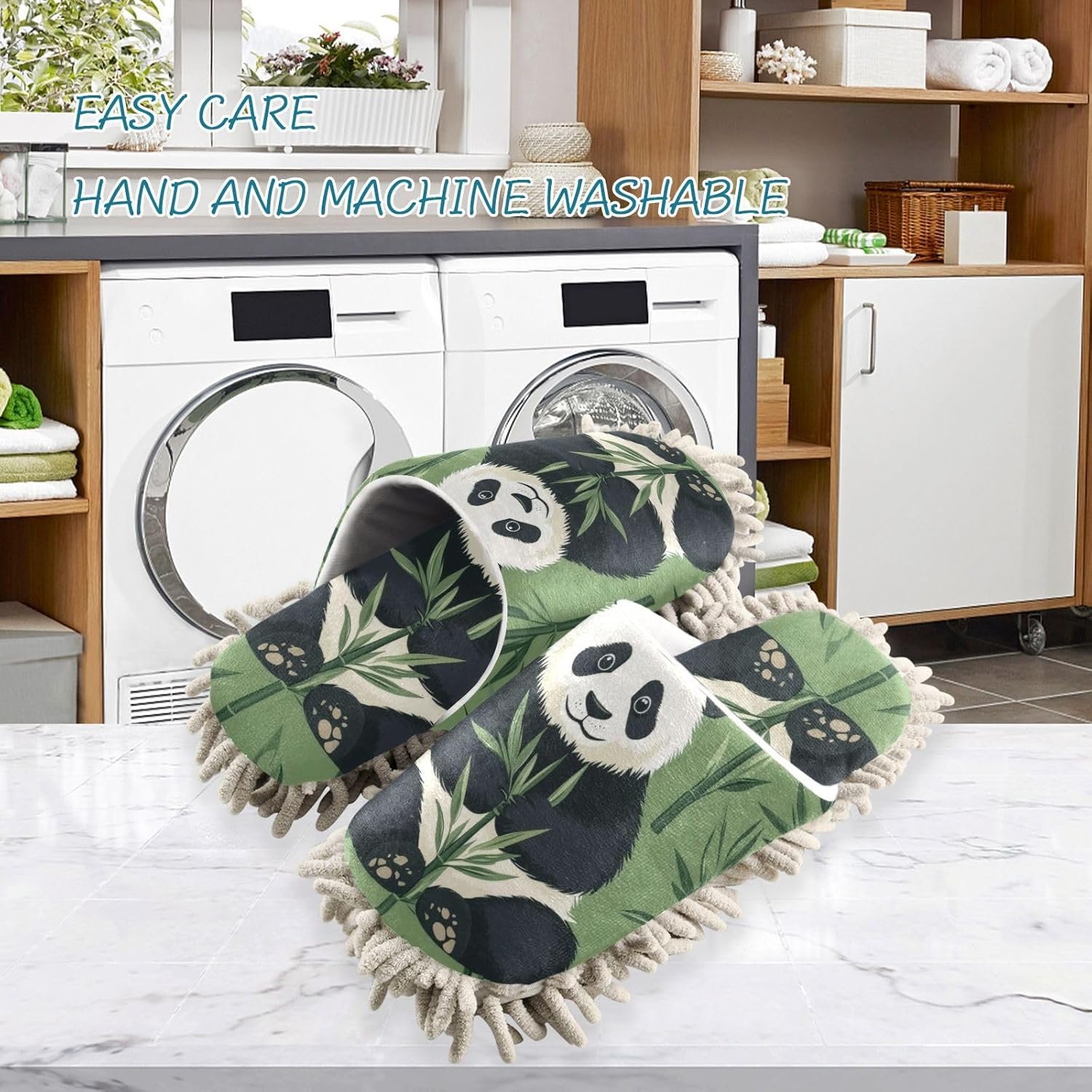 Stylish Microfiber Forest Panda Slippers for Cleaners