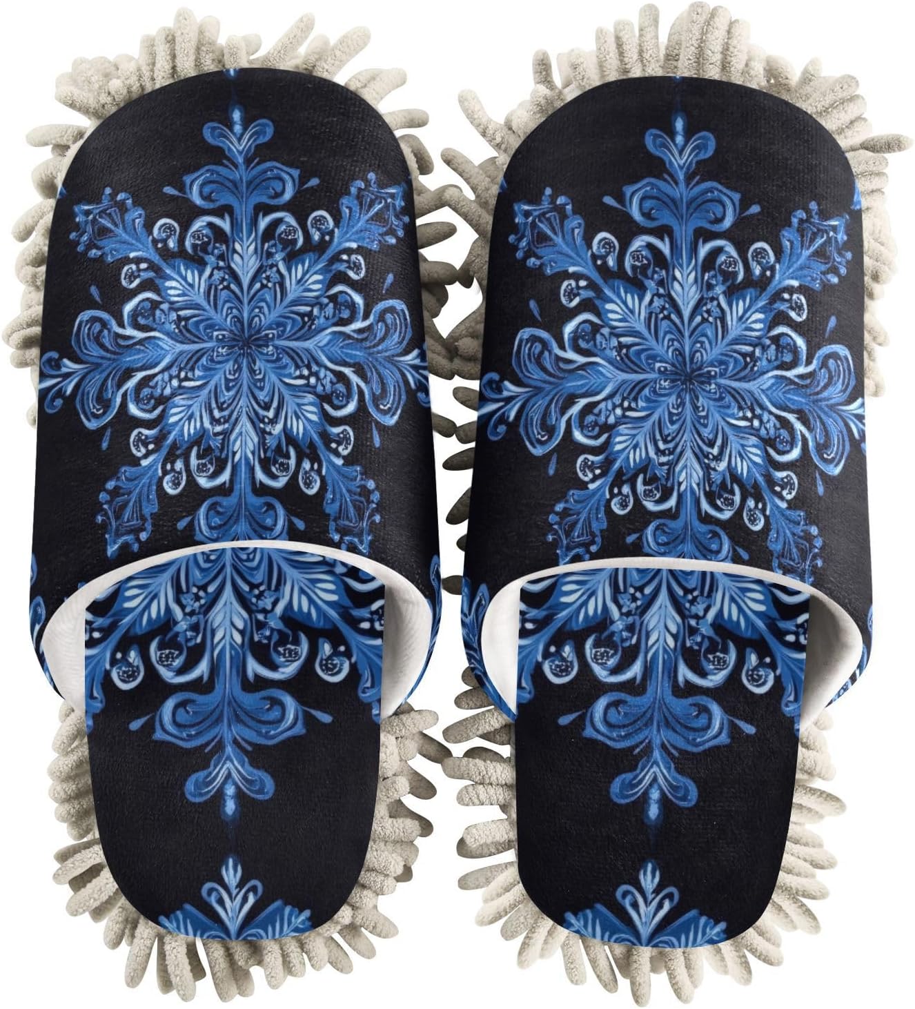 FLildon Microfiber Cleaning Slippers Dustedpressions Navy Blue Washable Mop Slipper for MenWomen