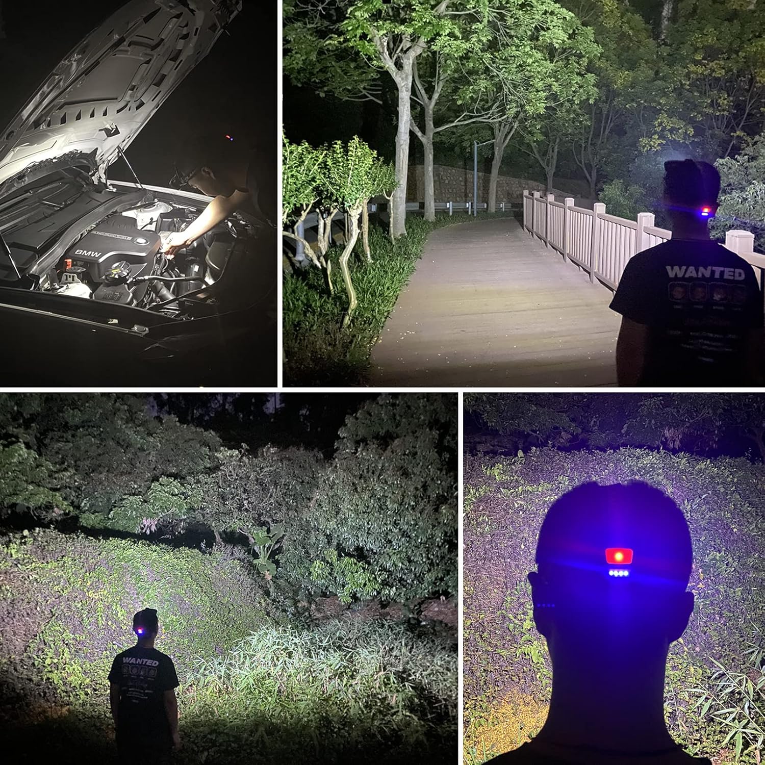 DARKBEAM Rechargeable Headlamp with COB Light and Red Strobe 2000 Lumen