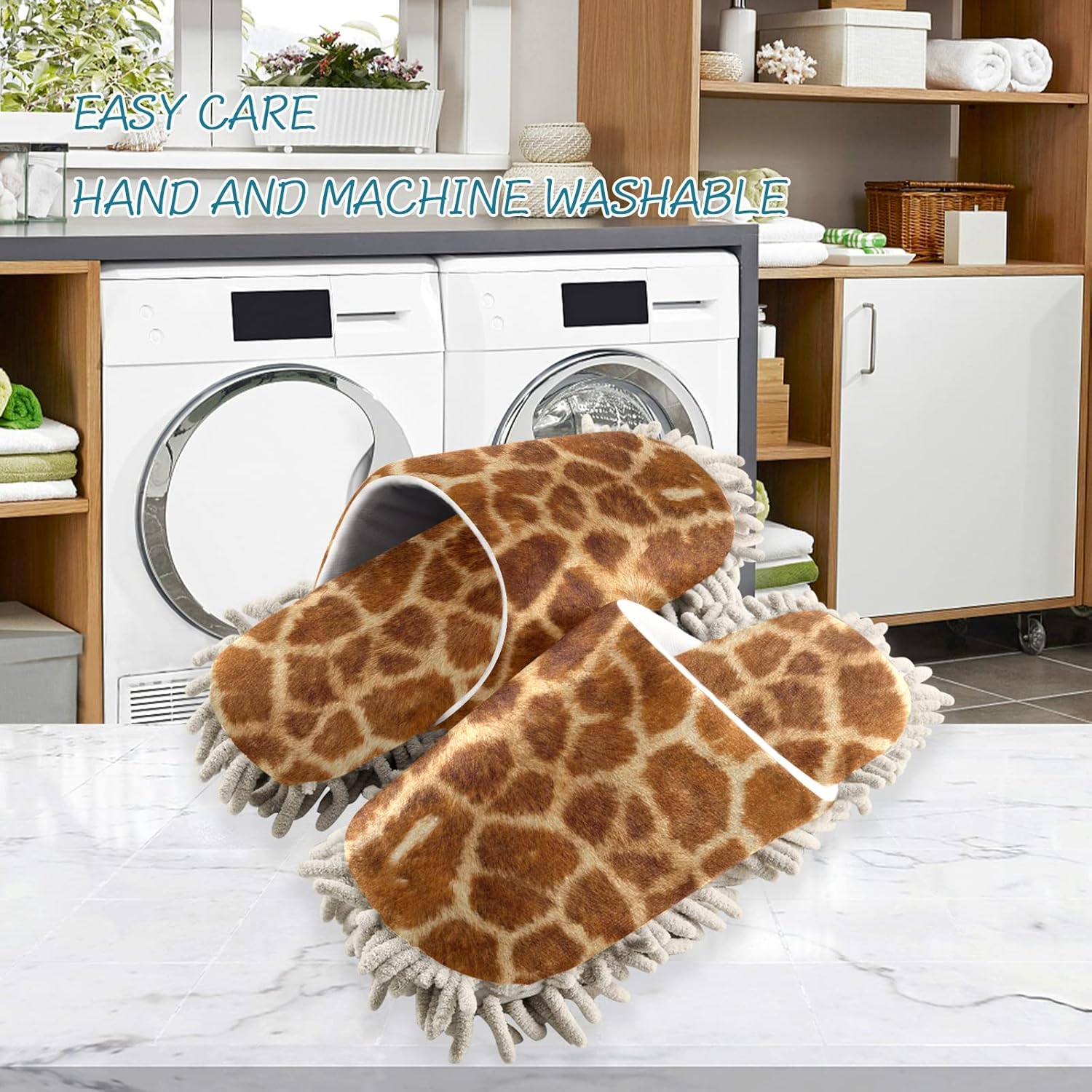 Kigai Microfiber Cleaning Slippers Giraffe Leopard