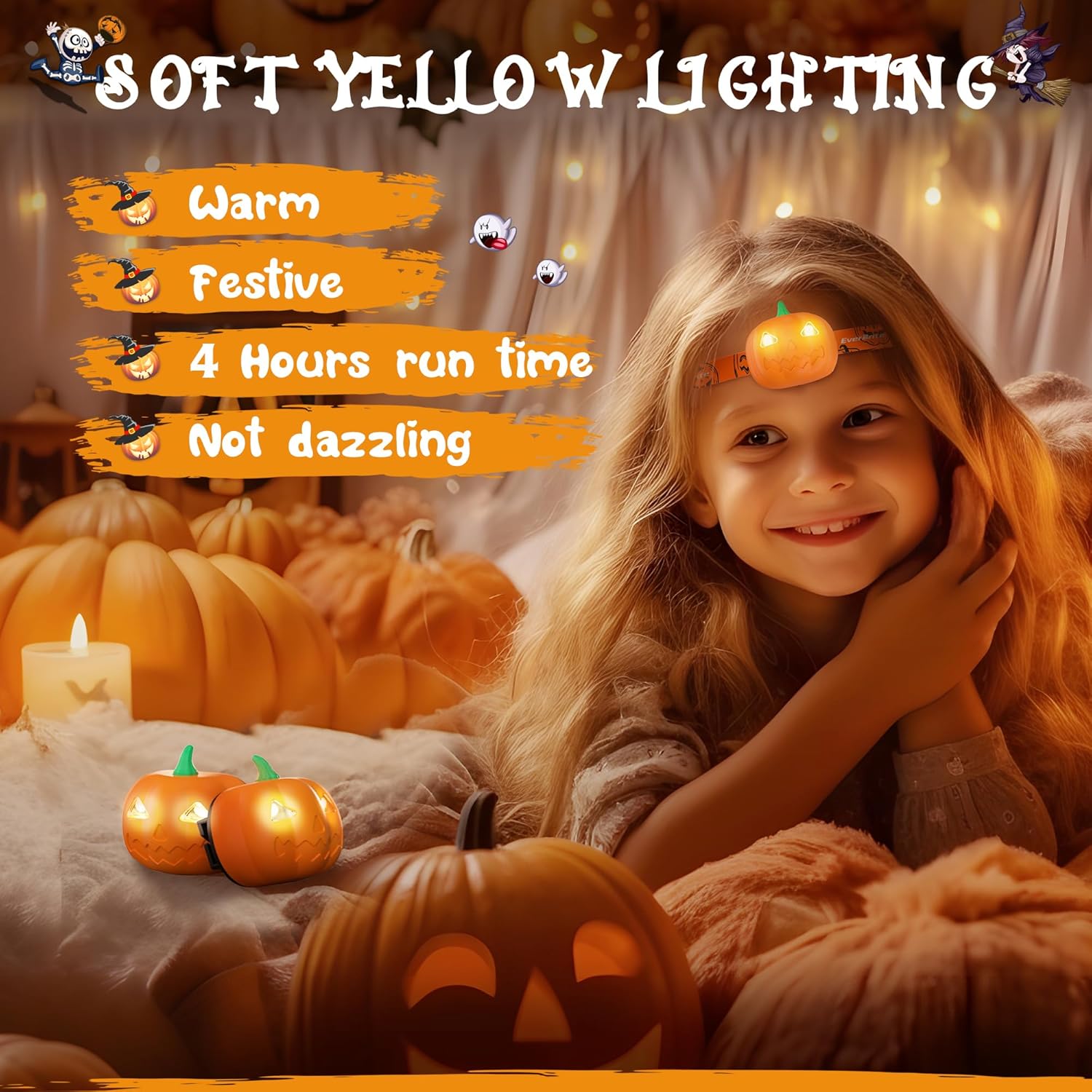 EverBrite Rechargeable Headlamp Dual Pack 7 Lighting Modes for Kids HalloweenFun