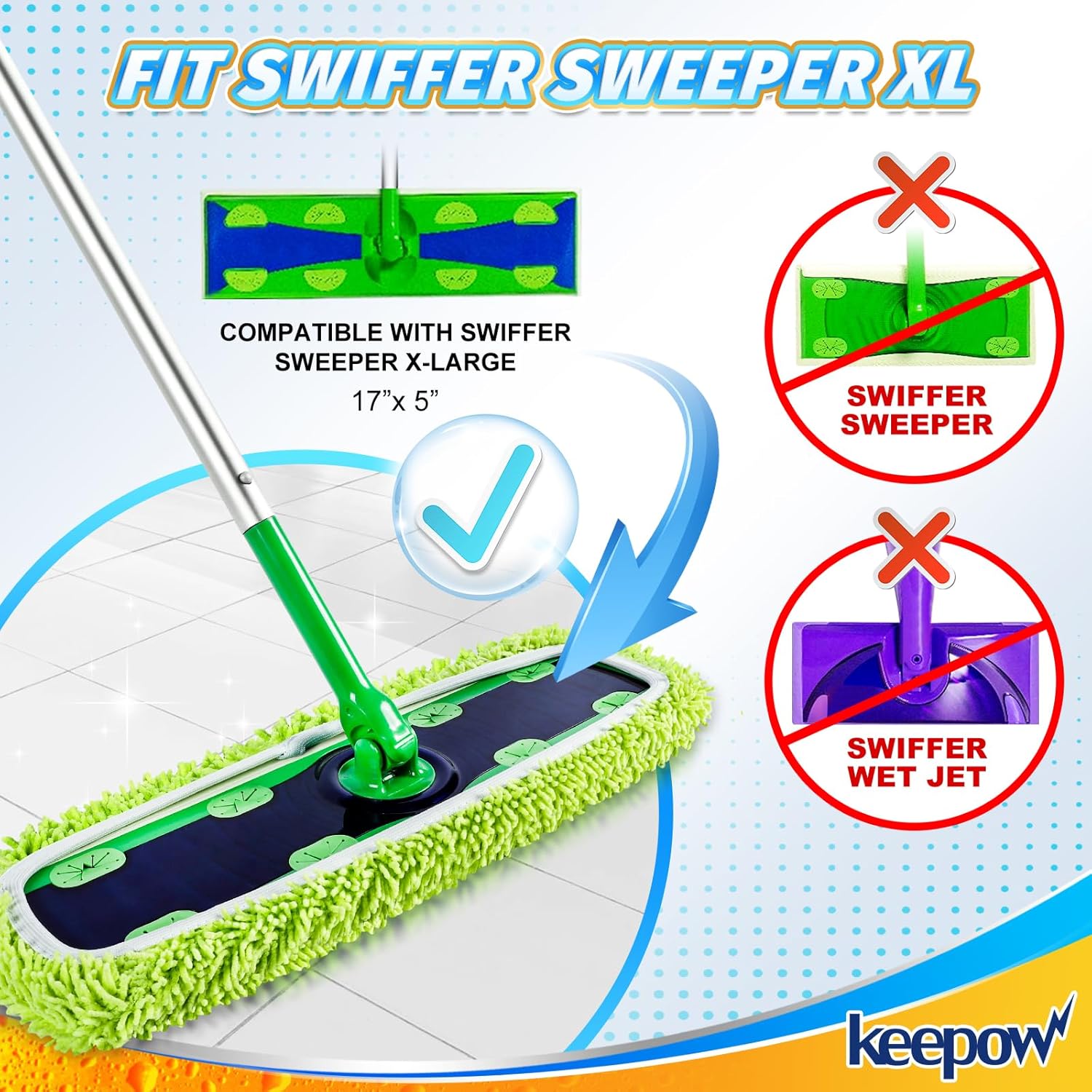 KEEPOW Reusable Swiffer XL Mop Pads